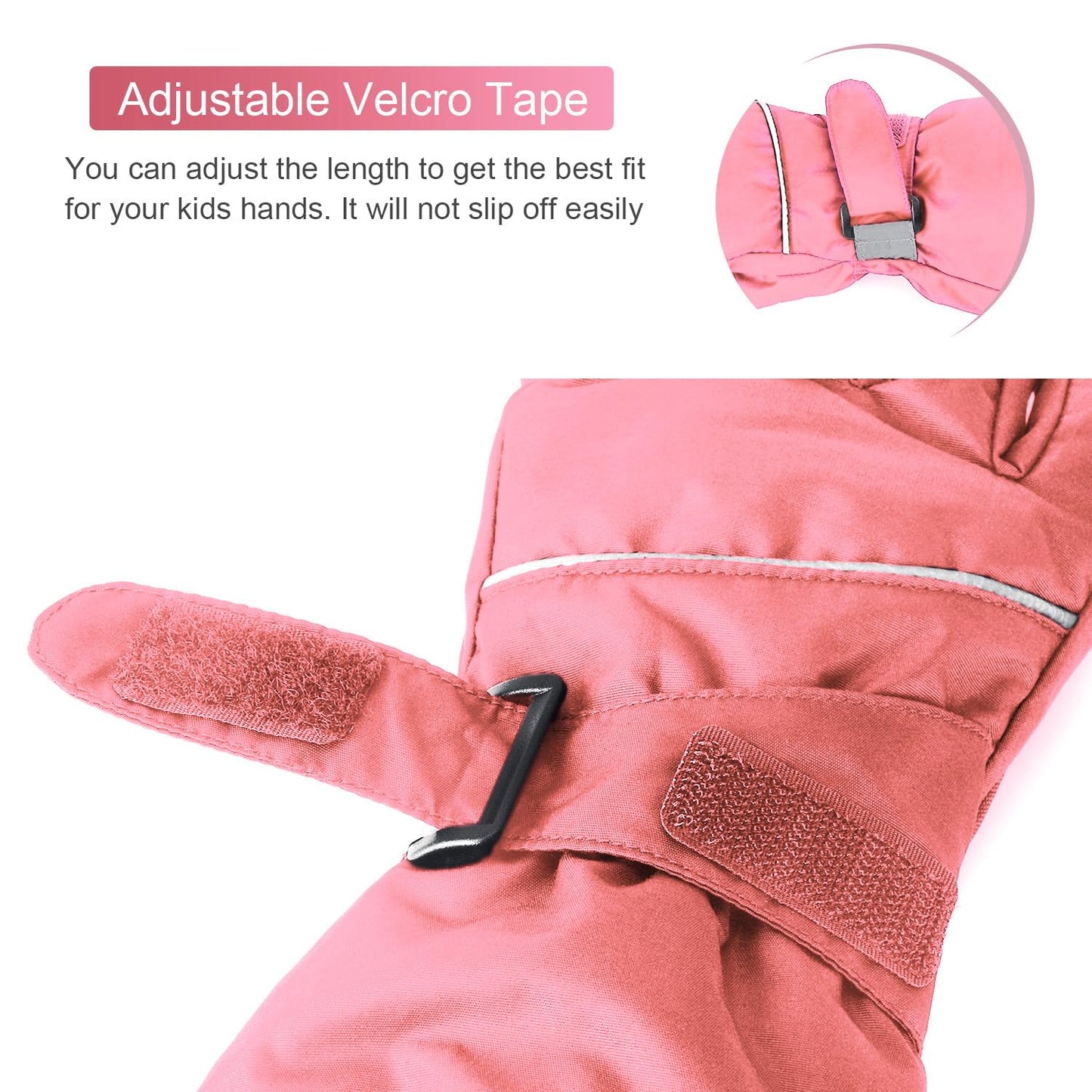 ThxToms Children's Ski Gloves, Winter Ski Gloves, -15°C, Windproof, Waterproof, Warm, Oxford Palm, Thickened for Cold Weather, Outdoor Sports, Snowboarding, Skiing, for Boys and Girls
