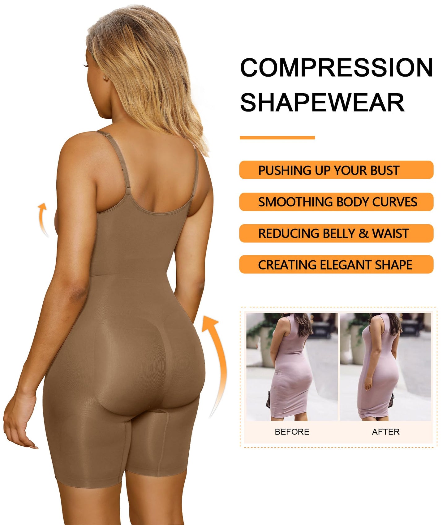 SHAPERX Shapewear Damen Figurformender Body Shaper Bauchweg Formende Bodys Abnehmen Shaping Bodysuit