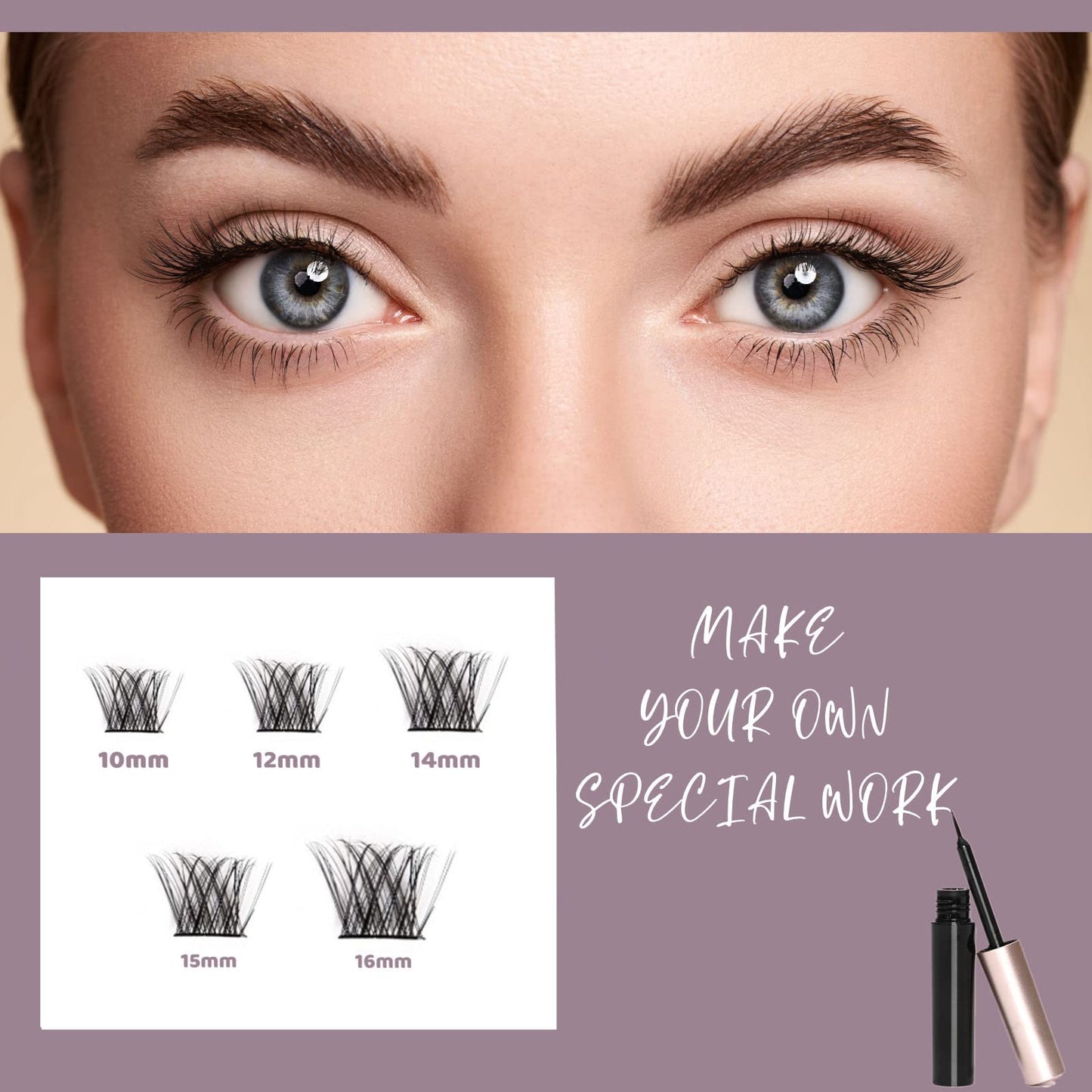 Wimpern Extensions 120 Büschel DIY Lash Extension Set Einzelne Wimpern mit Wimpernkleber und Pinzette für Anfänger Wimpernverlängerung zu Hause Individual Lashes 10-16mm C/D Curl - OP01
