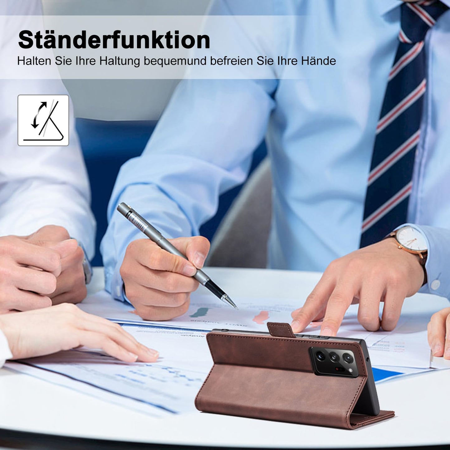 S. Dawezo Hülle für Samsung Galaxy S22 Plus, Premium Leder magnetische Handyhülle mit Ständer, Kartenfach und Brieftasche, Shock Absorbing, kompatibel mit Samsung S22 Plus-Kaffee