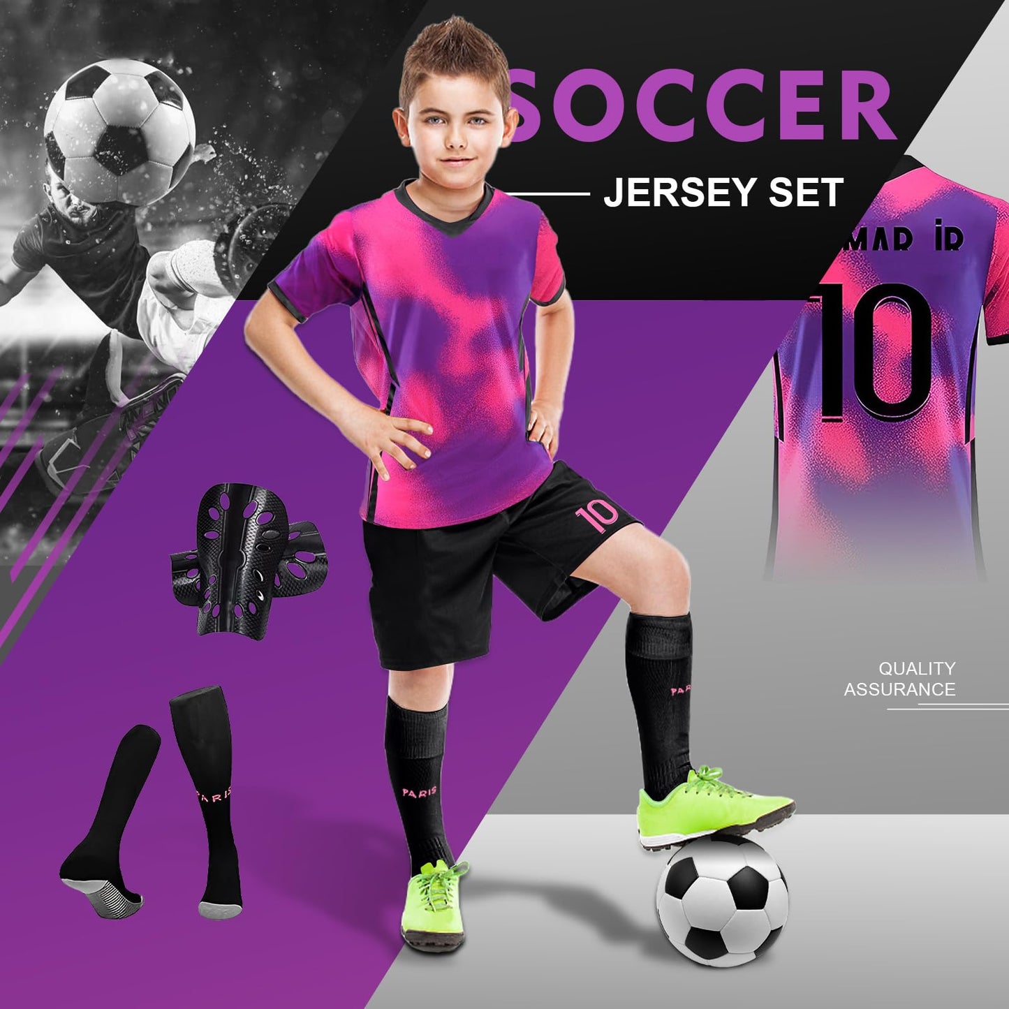Sternstunde Trikot Sets Kinder, Hause/Auswärts Fußballtrikot für Kinder,Herren Jungen Fussball Jersey Football Trikots, Sportshirt Junge Football Training Tshirts Shorts und Socken Anzug