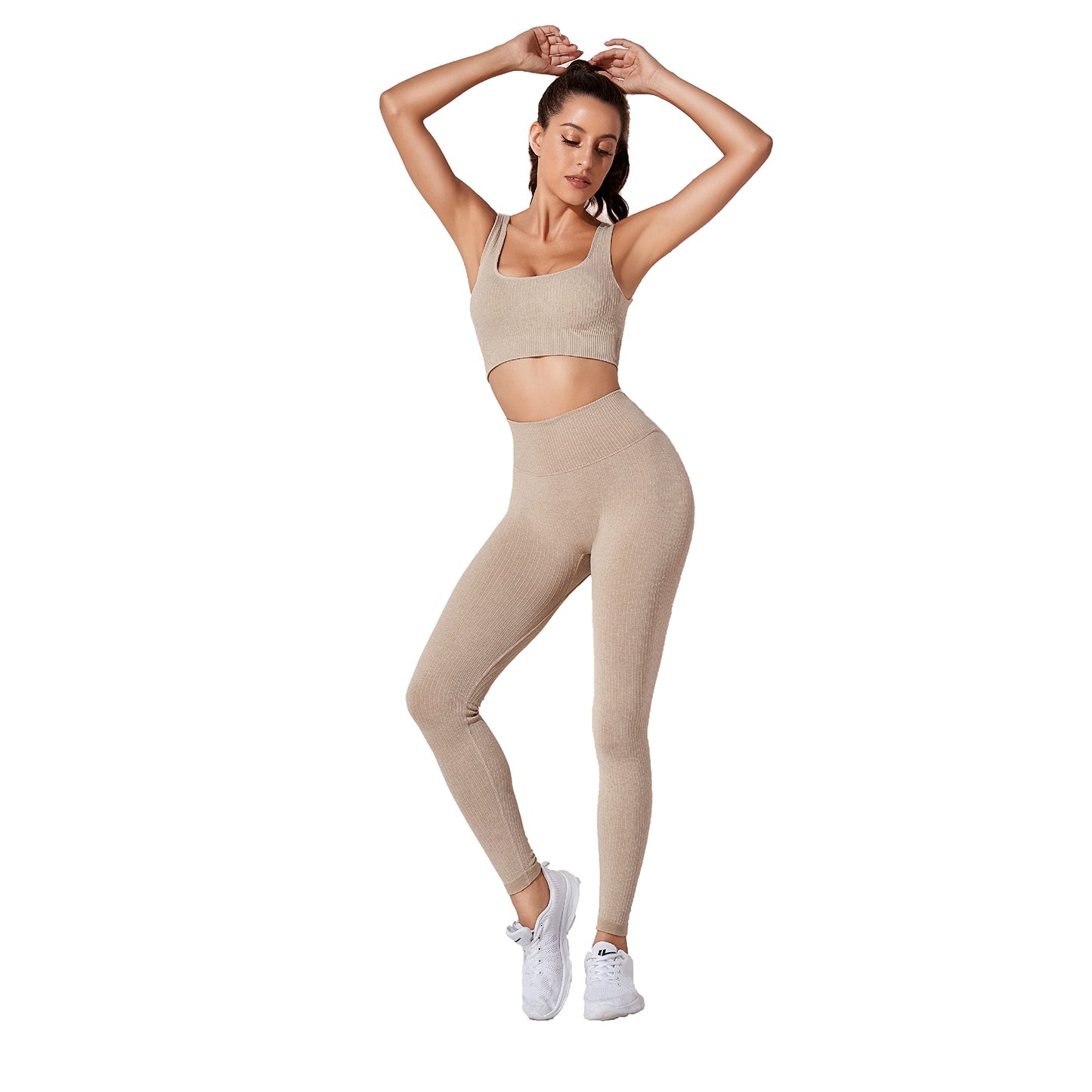 JN JANPRINT Workout-Outfits für Frauen 2-Teiliges Set,Nahtlos Yoga-Outfits Hohe Taille Leggings+Sport-BH Damen Trainingsanzüge Set