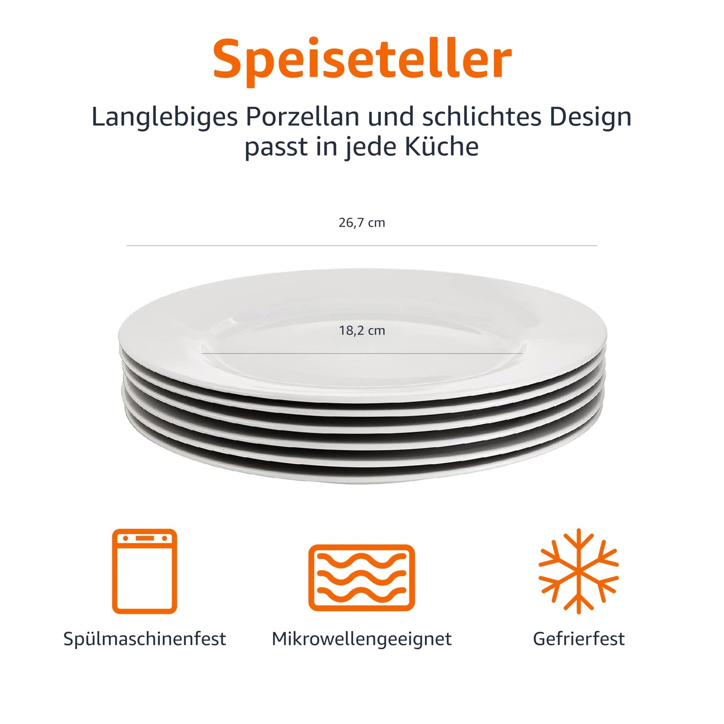 Amazon Basics Essteller-Service, 26.67 cm, 6 Stück