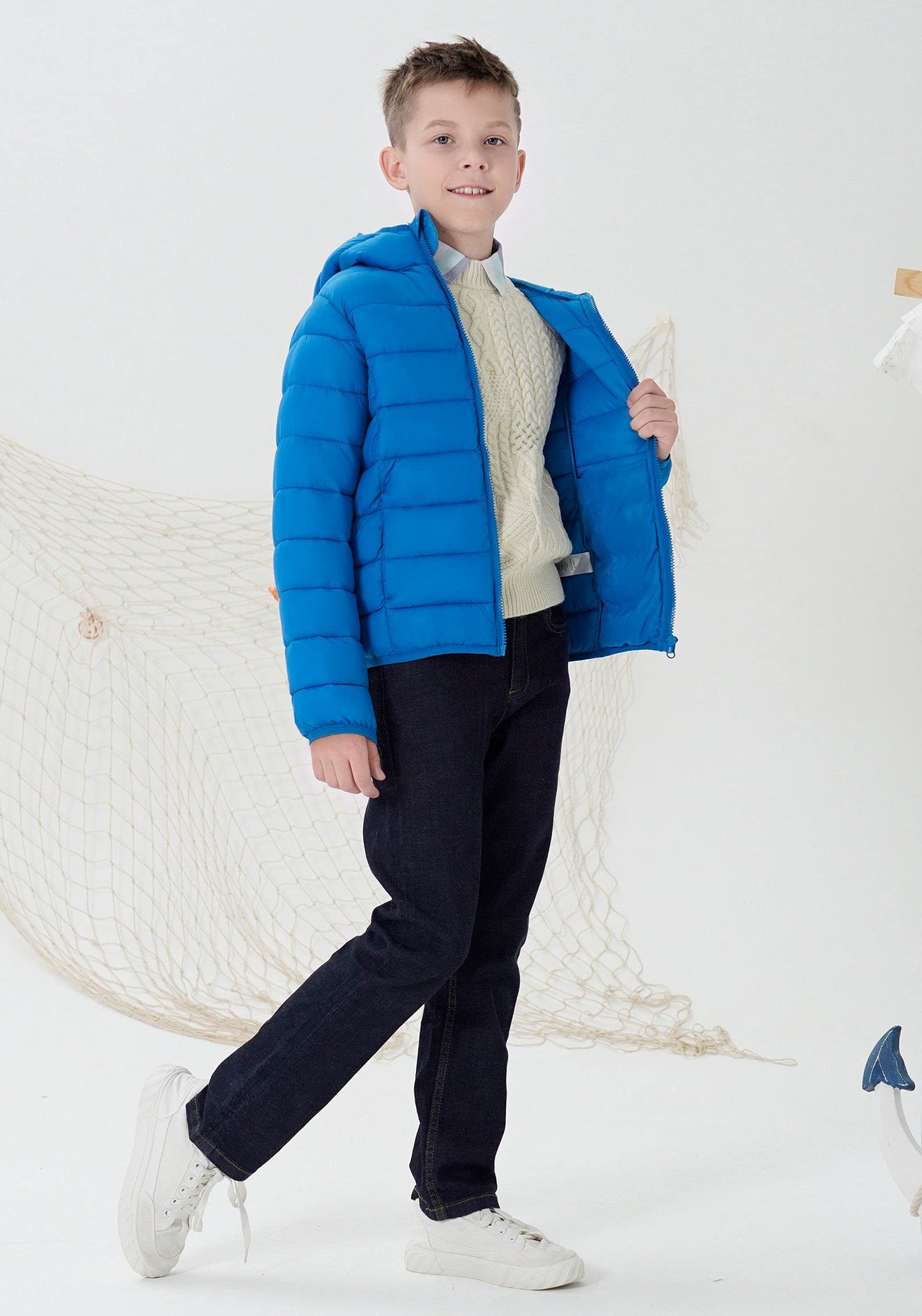 SOLOCOTE Jungen Wintermäntel Leichtgewichtige Wasserabweisende Winddichte Packbare Kapuzen Daunen Wie Wattierung Jacke