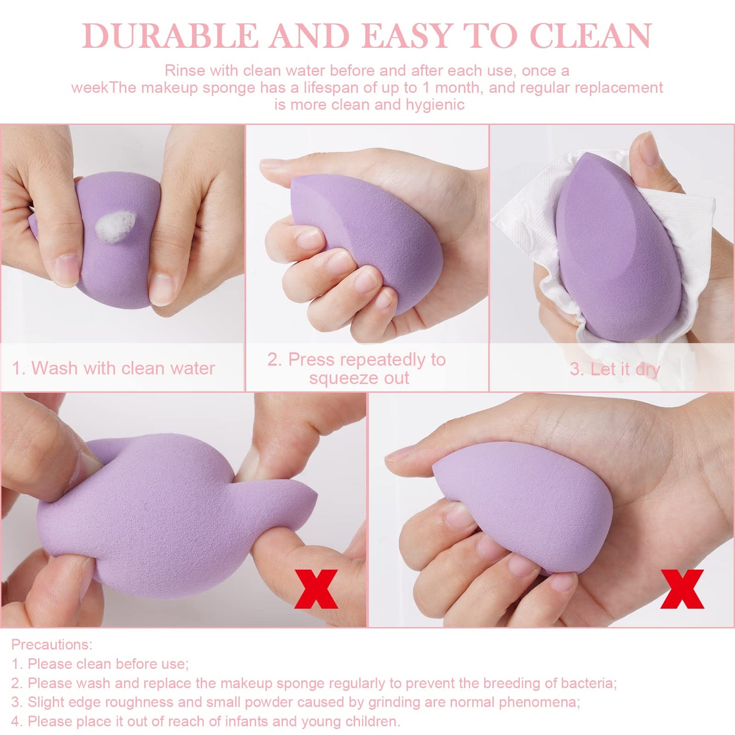 AUAUY 4 PCS Make up Schwamm Set, Foundation Blending Beauty Sponge, Beauty Makeup Schwämme Blender für Flüssigkeit Foundation Puder Sonnenschutz und Creme mit 1 Schwammhalter, 1 Puderquaste