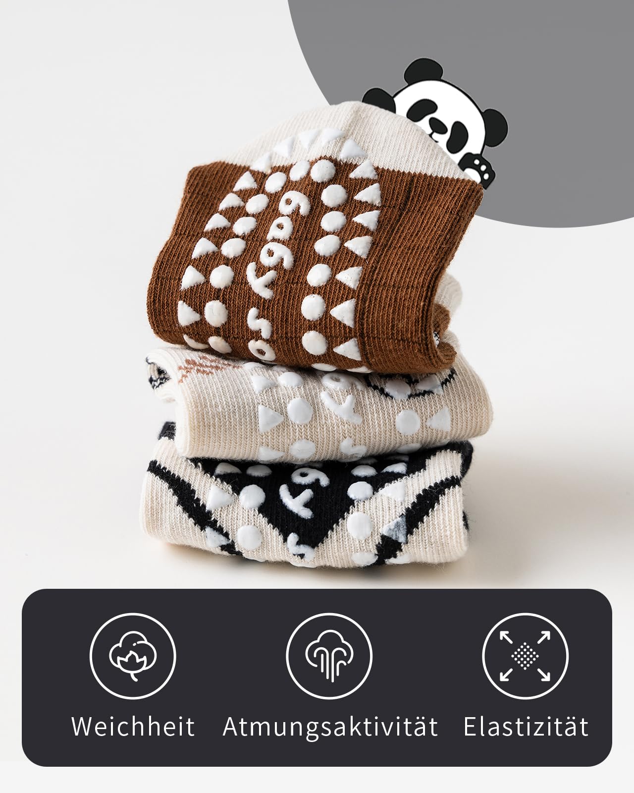 Kyopp 5 Paar Stoppersocken Kinder Baumwolle Socken Jungen Mädchen ABS Anti Rutsch Socken Tiermotive 25-37EU