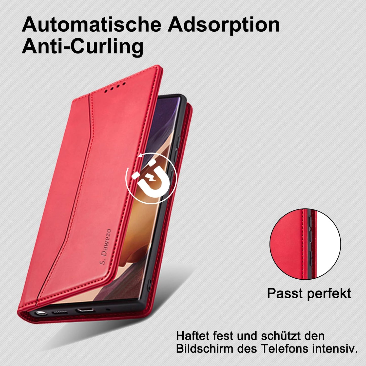 S. Dawezo Hülle für Samsung Galaxy S22 Plus, Premium Leder magnetische Handyhülle mit Ständer, Kartenfach und Brieftasche, Shock Absorbing, kompatibel mit Samsung S22 Plus-Kaffee