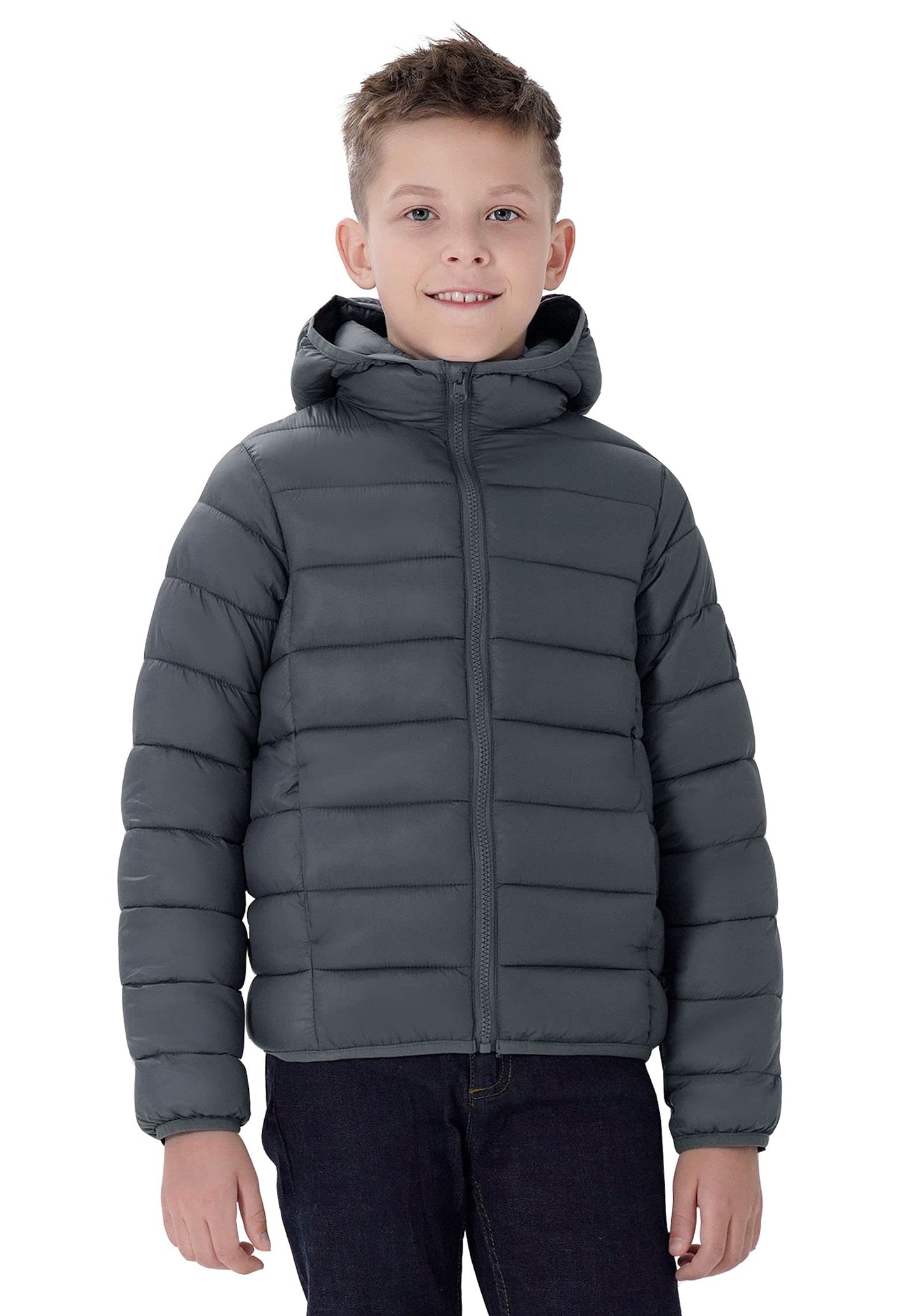 SOLOCOTE Jungen Wintermäntel Leichtgewichtige Wasserabweisende Winddichte Packbare Kapuzen Daunen Wie Wattierung Jacke
