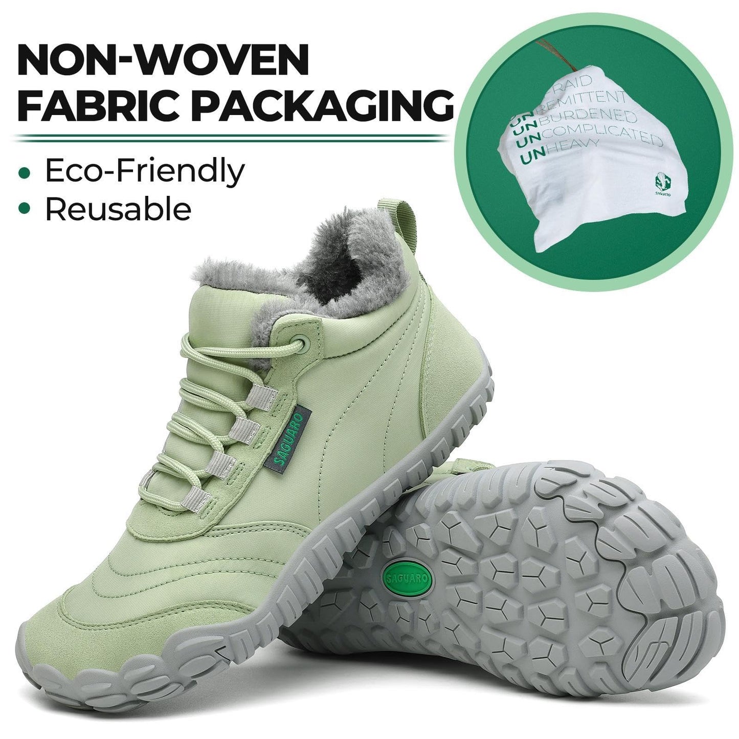 SAGUARO Winter Barfußschuhe Warm Gefüttert Winterschuhe für Damen Herren,EU Gr.36-48