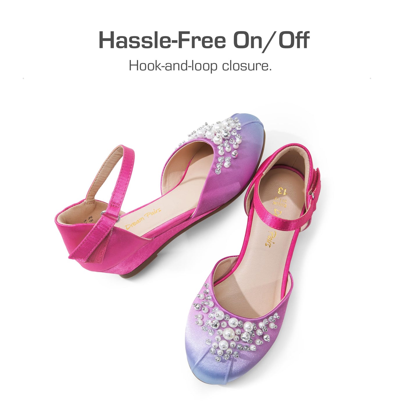 DREAM PAIRS Mädchen Prinzessin Schuhe Schulschuhe Flache Schuhe Kleiderschuhe Absätze niedrige Keilpumps mit Perlen und Strasssteinen