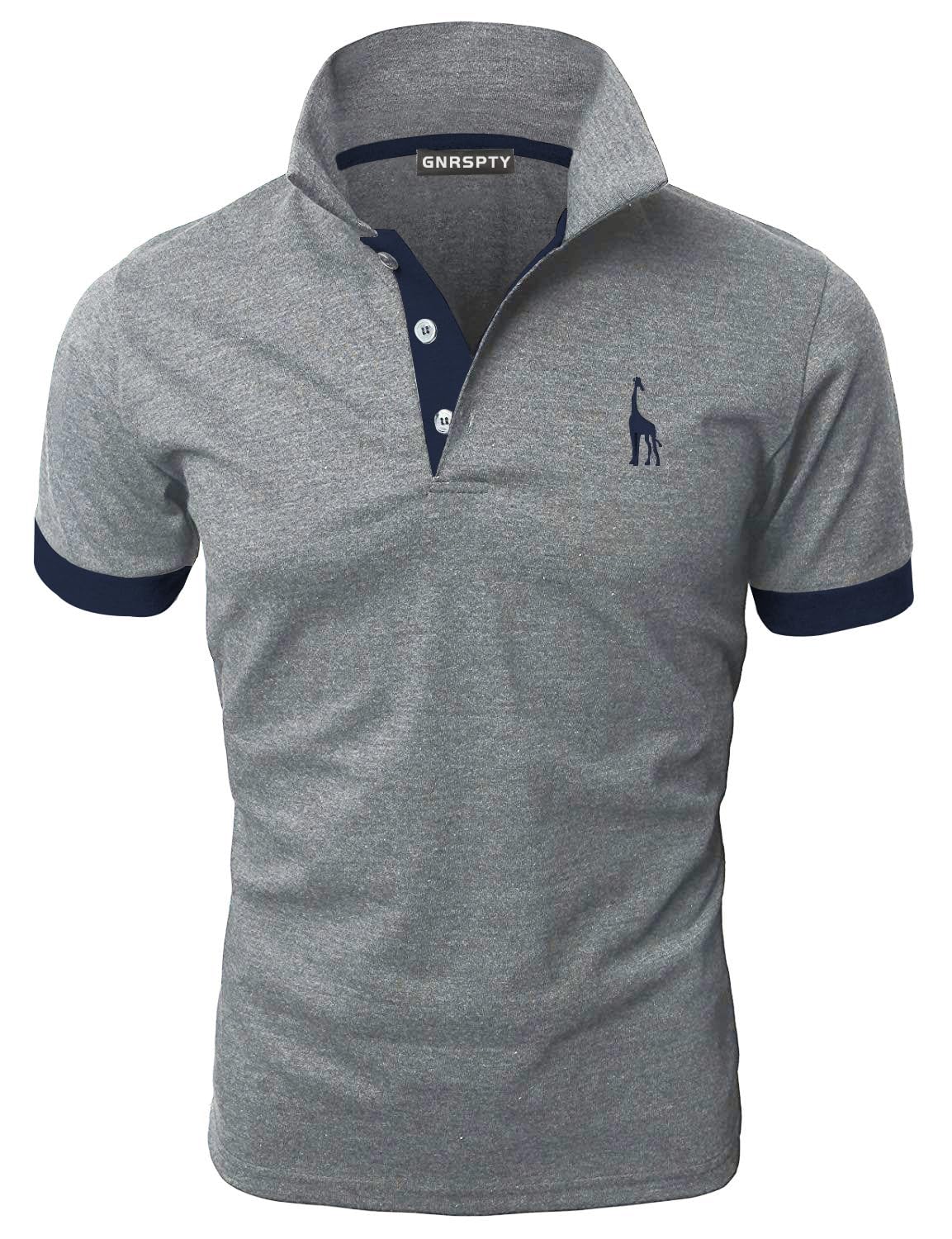 GNRSPTY Poloshirt Herren Kurzarm Polohemd Giraffe Stickerei Einfarbig T-Shirt M-3XL