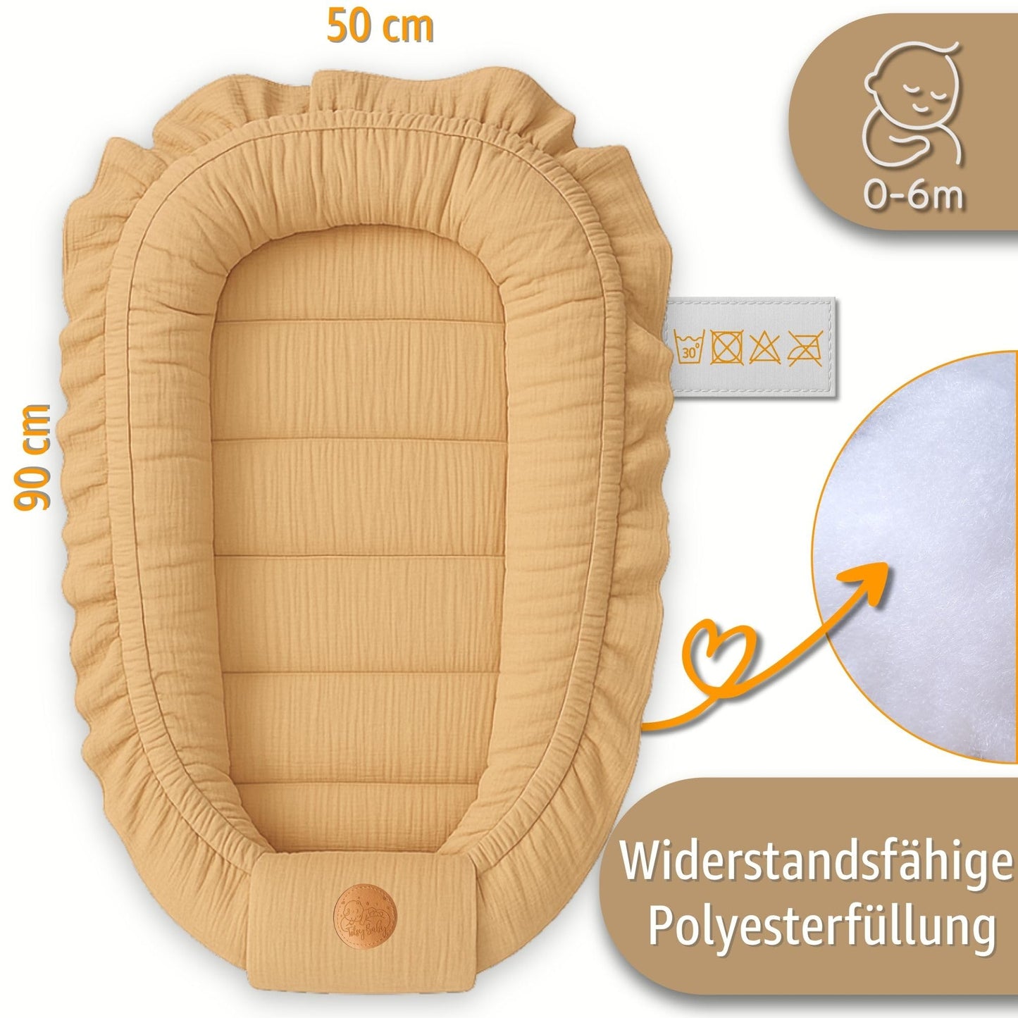 Musselin Babynest Nestchen Baby 90x50 cm - Babynestchen Neugeborene Nest für Kinder Bett und Babybett tragbar Kuschelnest Coccon für Jungen und Mädchen Baumwolle Grau
