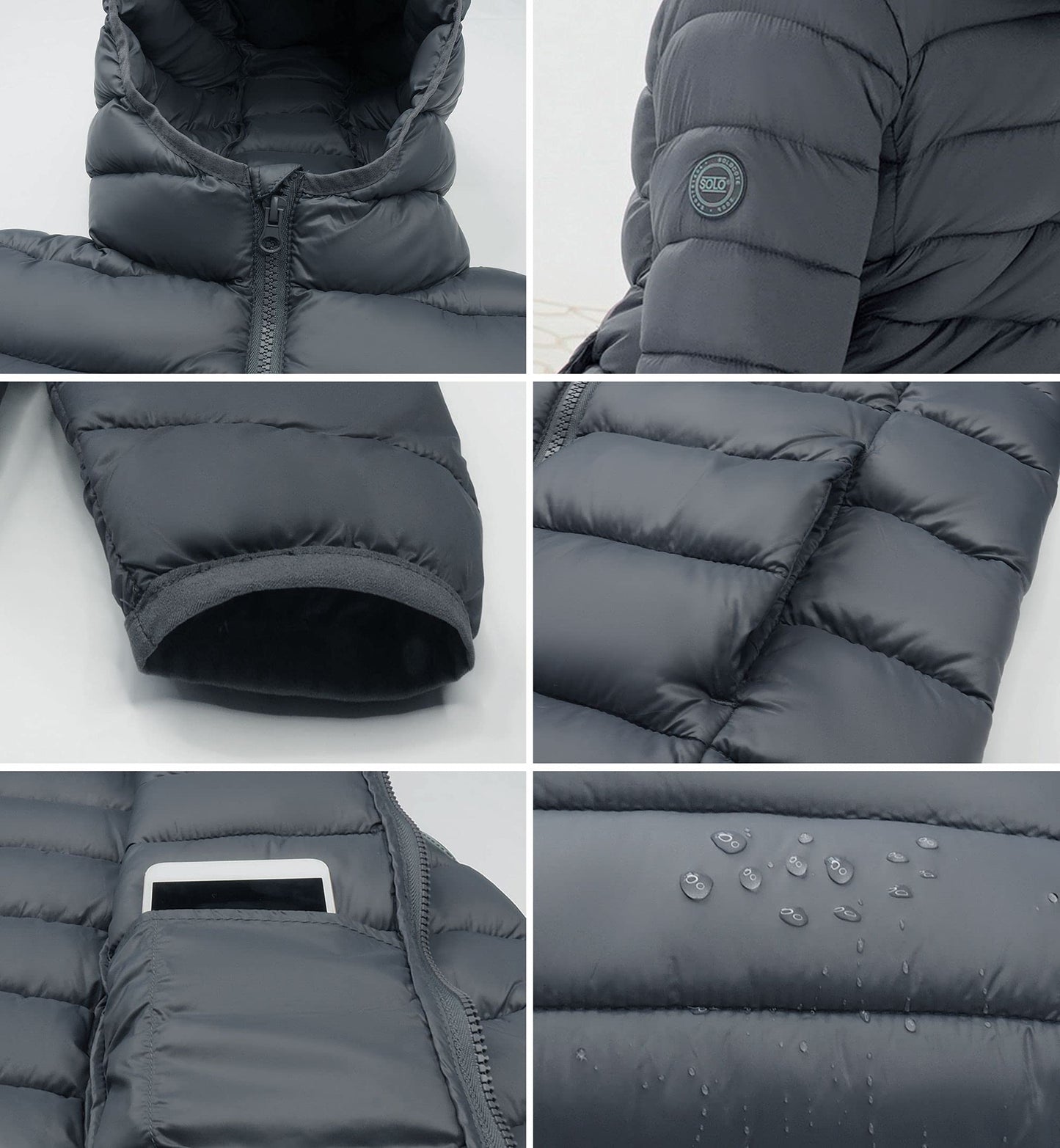 SOLOCOTE Jungen Wintermäntel Leichtgewichtige Wasserabweisende Winddichte Packbare Kapuzen Daunen Wie Wattierung Jacke