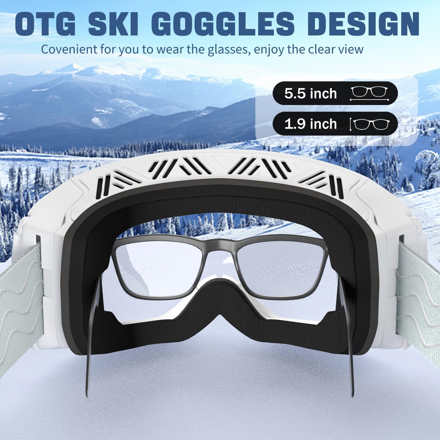 COOLOO Ski Goggles Men Women Teenagers Magnetic OTG Frameless Anti-Fog Protection with 100% UV Protection
