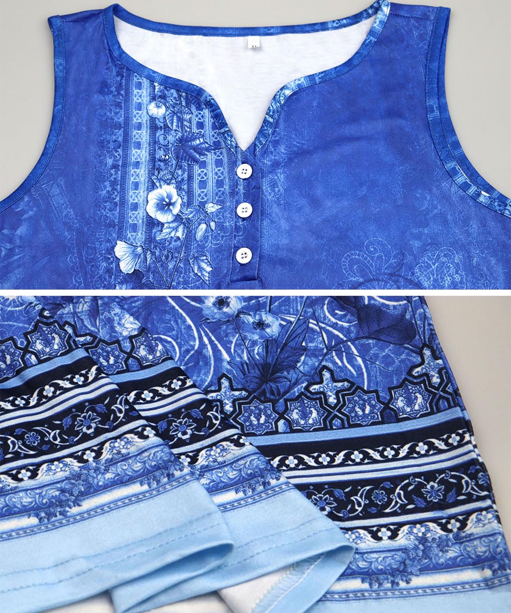 Yeenily Damen Bohemian Langarm Kleid V-Ausschnitt Blumenmuster Tunikakleider A Linien Lose Lässiges MiniKleid Freizeitkleid