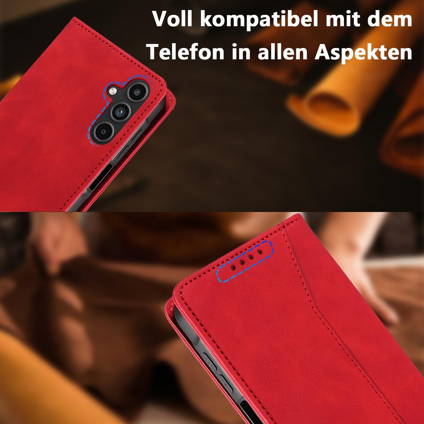 S. Dawezo Hülle für Samsung Galaxy S22 Plus, Premium Leder magnetische Handyhülle mit Ständer, Kartenfach und Brieftasche, Shock Absorbing, kompatibel mit Samsung S22 Plus-Kaffee