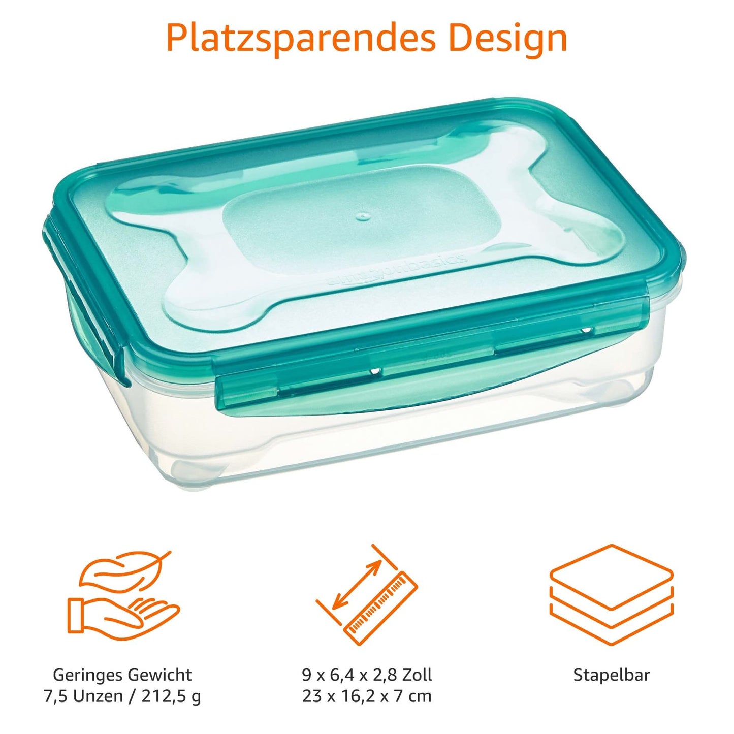 Amazon Basics Gefrierbehälter im Set, mit Deckel, luftdicht, auslaufsicher, stapelbar, für Kühlschrank/Gefriertruhe, BPA-frei, Kunststoff, mikrowellen- und spülmaschinenfest, 3 x 0.6 l, hellblau
