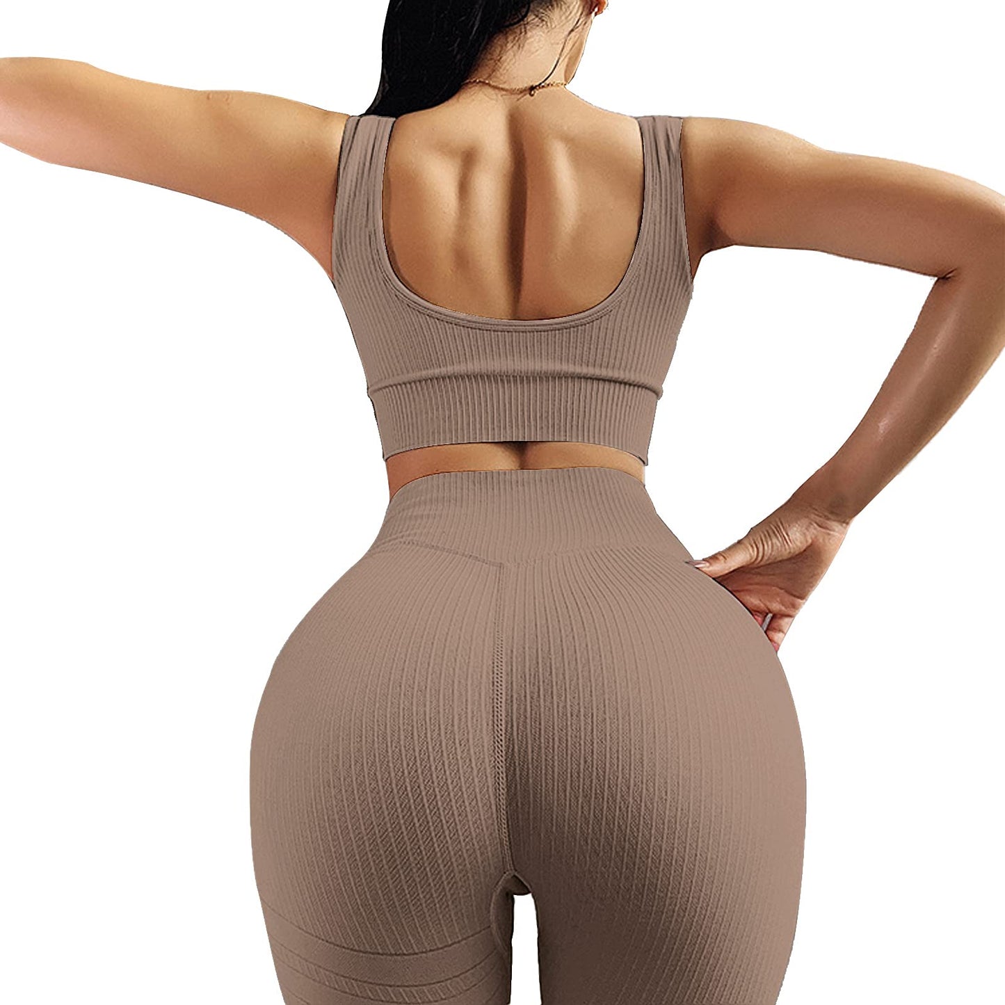 JN JANPRINT Workout-Outfits für Frauen 2-Teiliges Set,Nahtlos Yoga-Outfits Hohe Taille Leggings+Sport-BH Damen Trainingsanzüge Set