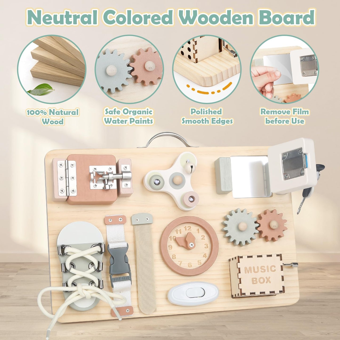 Joyreal Motorikbrett Montessori - Busy Board Activity Board Motorikboard Montessori Spielzeug Brett Motorikspielzeug Sensorik Board