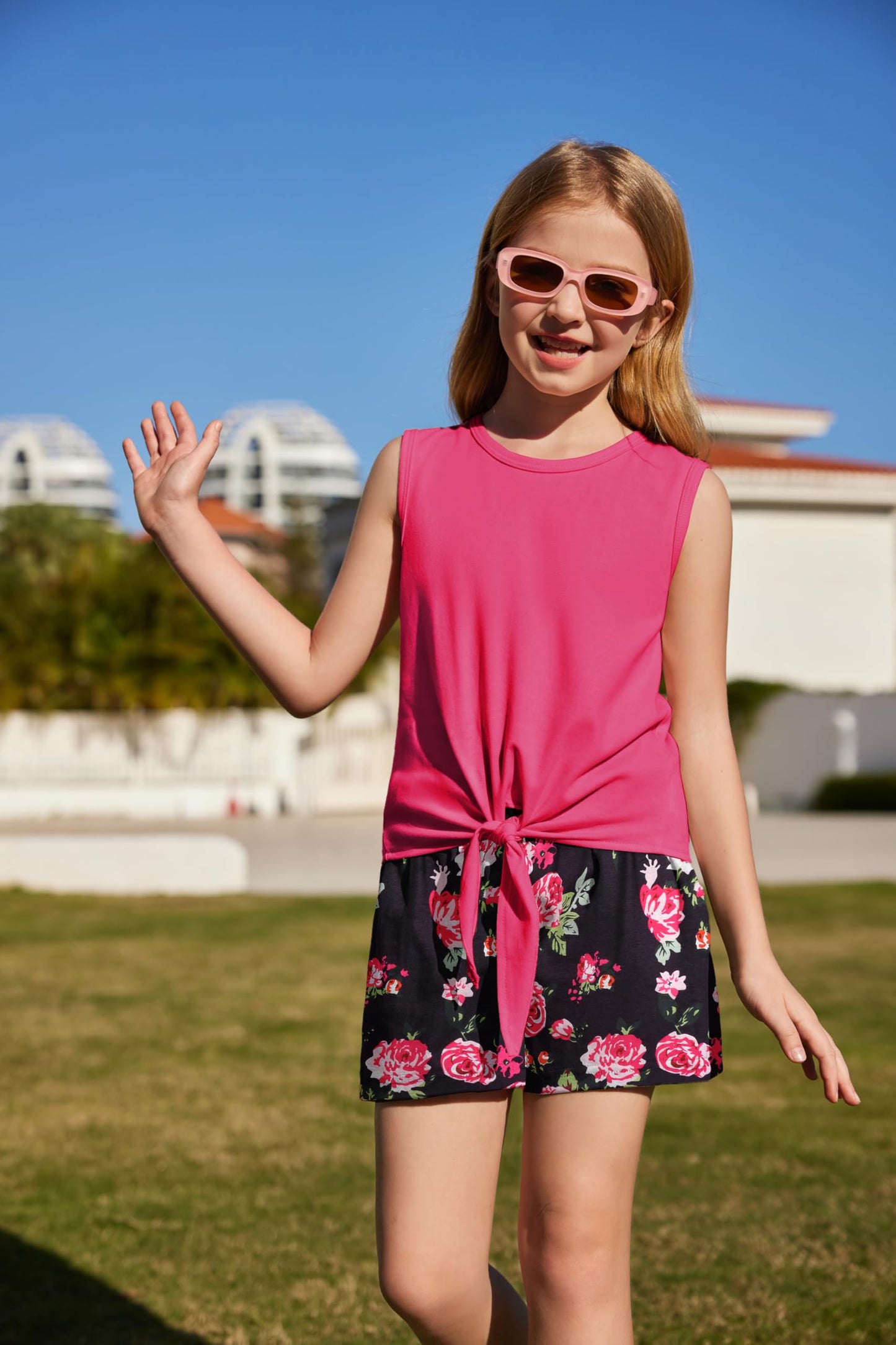 Arshiner Mädchen Tanktops mit Shorts Set Kinder Sommer Bekleidungssets Lässige Mode Ärmelloses T-Shirts Kleidung Sets für Mädchen