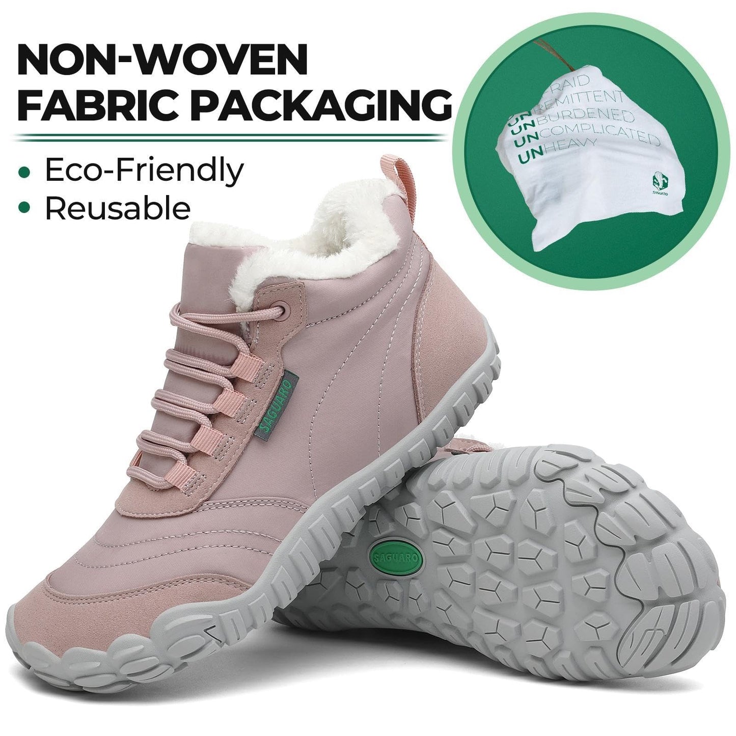 SAGUARO Winter Barfußschuhe Warm Gefüttert Winterschuhe für Damen Herren,EU Gr.36-48