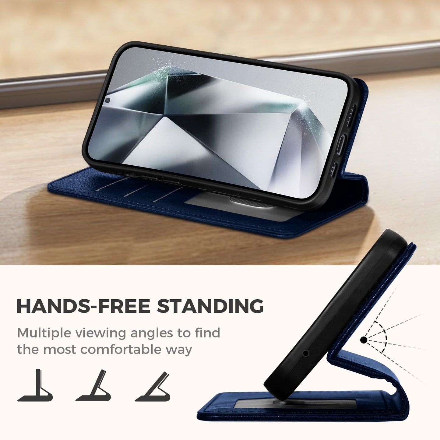 GUCASBE Handyhülle für Samsung Galaxy S24 Ultra Hülle, Premium Lederhülle Klappbar Flip Case RFID Schutzhülle Kartenfach Standfunktion Klapphülle Handytasche für Samsung Galaxy S24 Ultra - Schwarz