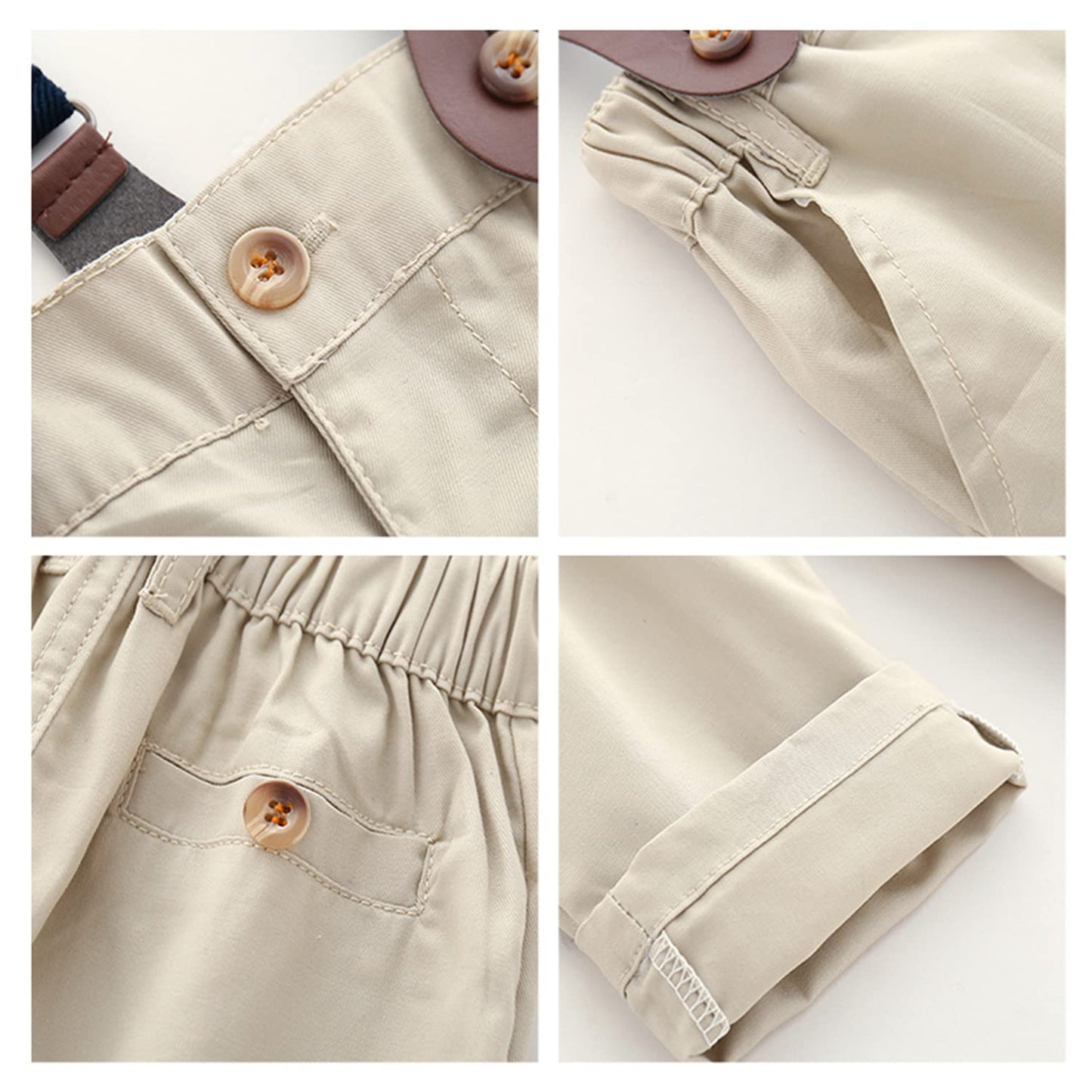 Volunboy Baby Jungen Anzug Set Bekleidung Hemd mit Fliege + Hosenträger Hosen Strampler Anzug