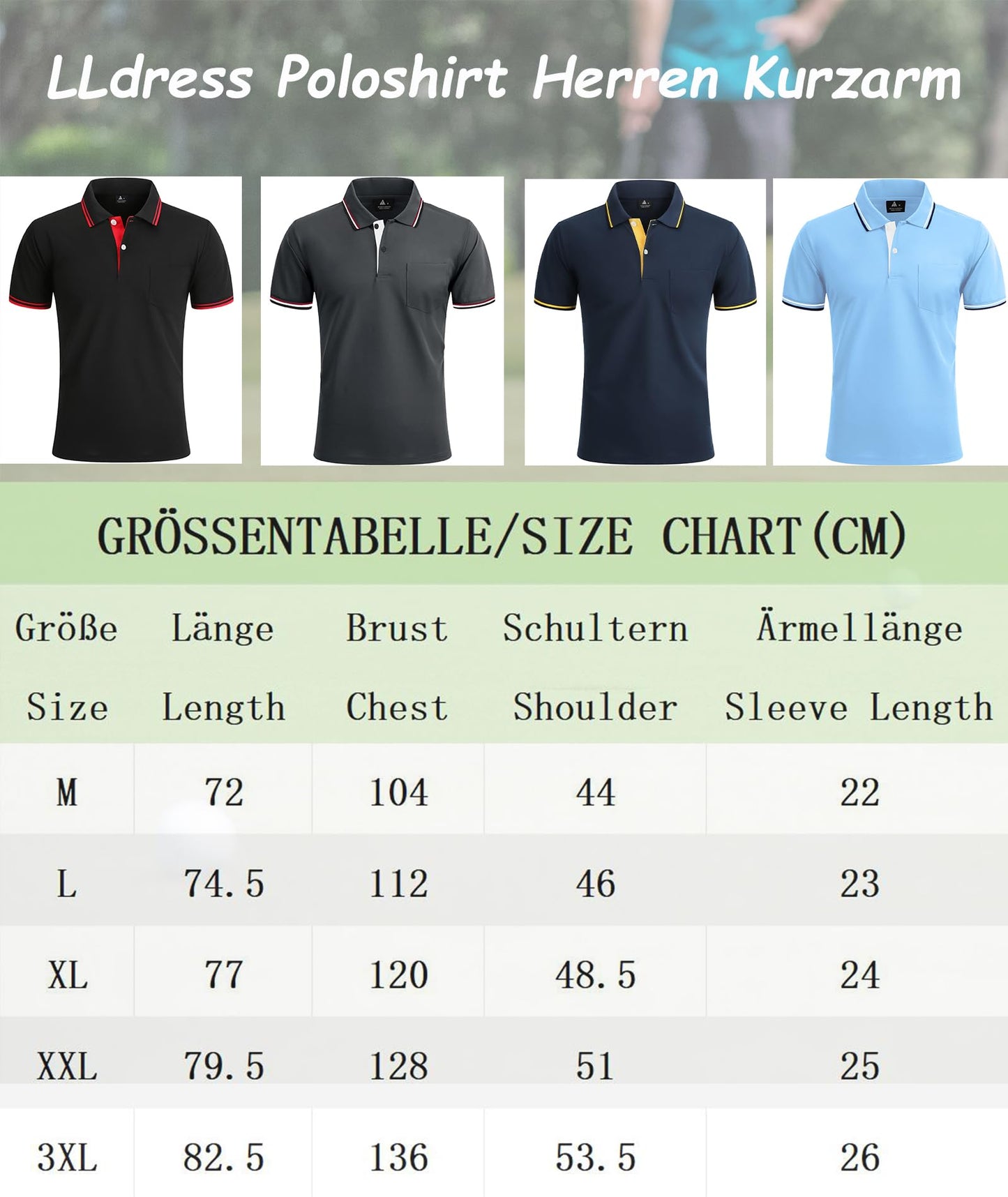 LLdress 3er Pack Poloshirt Herren Kurzarm Atmungsaktiv Poloshirt Set Leichtes Golf Polohemd Schnelltrocknend T Shirt