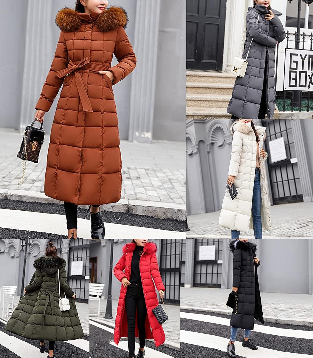 Onsoyours Women's Winter Jacket, Long Down Jacket, Quilted Jacket, Winter Coat, Parka Jacket, Outerwear, Women's Winter Warm Down Coat with Fur Collar