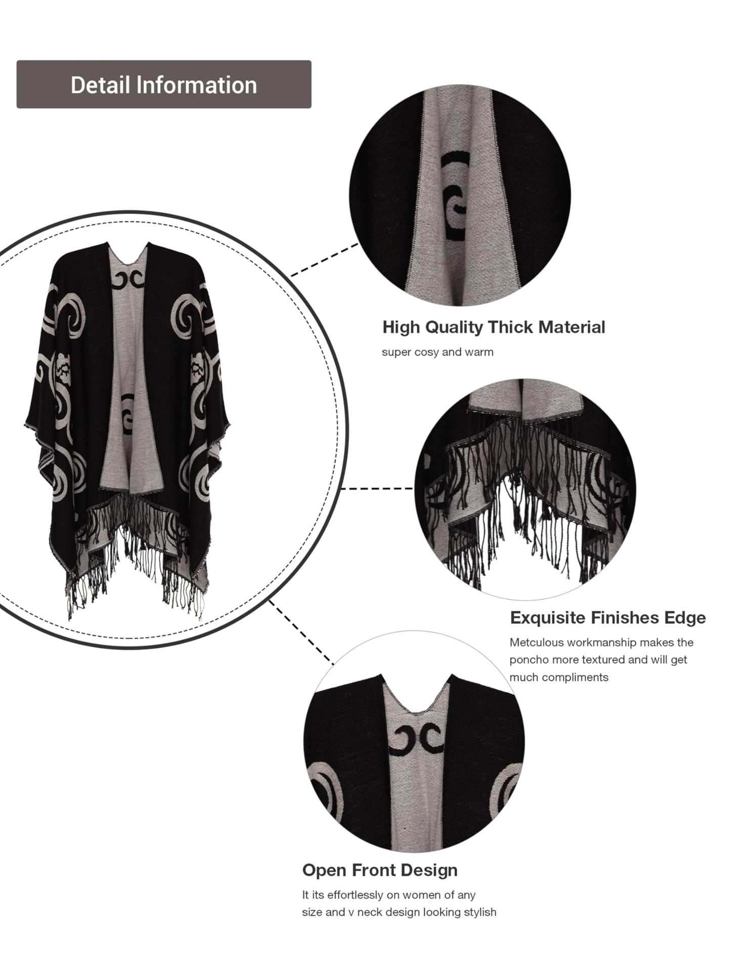 DiaryLook Damen Poncho Schal Winter Cardigan Übergroße Cape Elegant Poncho Für Frauen Umhang Damen Warm Geschenk Für Mutter