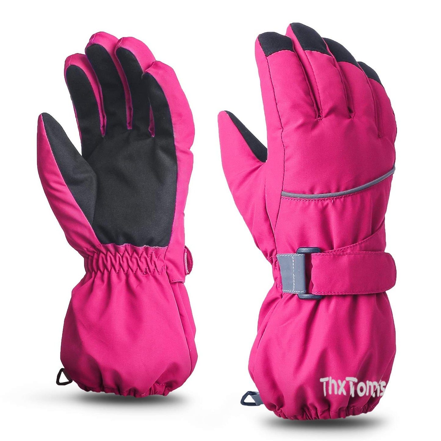 ThxToms Children's Ski Gloves, Winter Ski Gloves, -15°C, Windproof, Waterproof, Warm, Oxford Palm, Thickened for Cold Weather, Outdoor Sports, Snowboarding, Skiing, for Boys and Girls