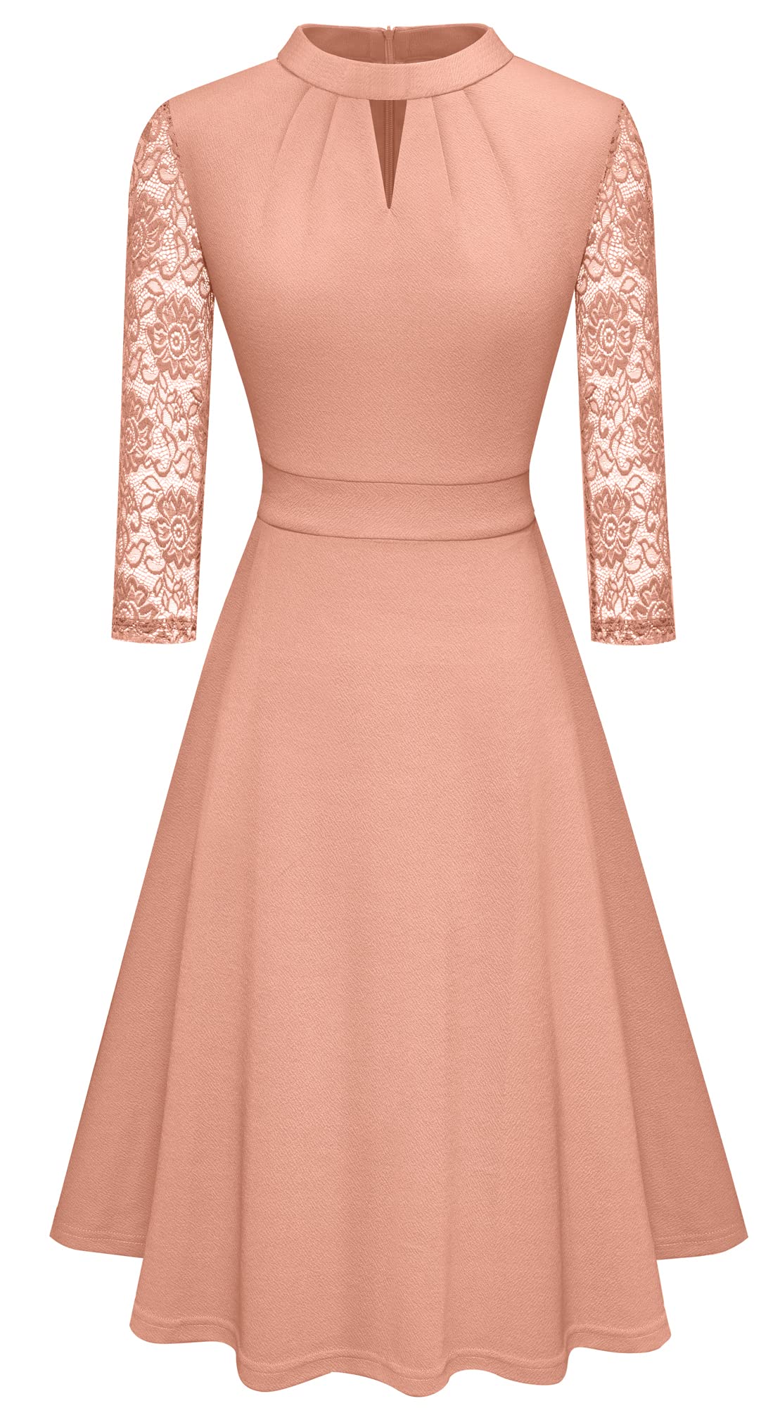 HOMEYEE Damen Elegant Hollow Out Spitze Swing Retro Party Cocktailkleid A234