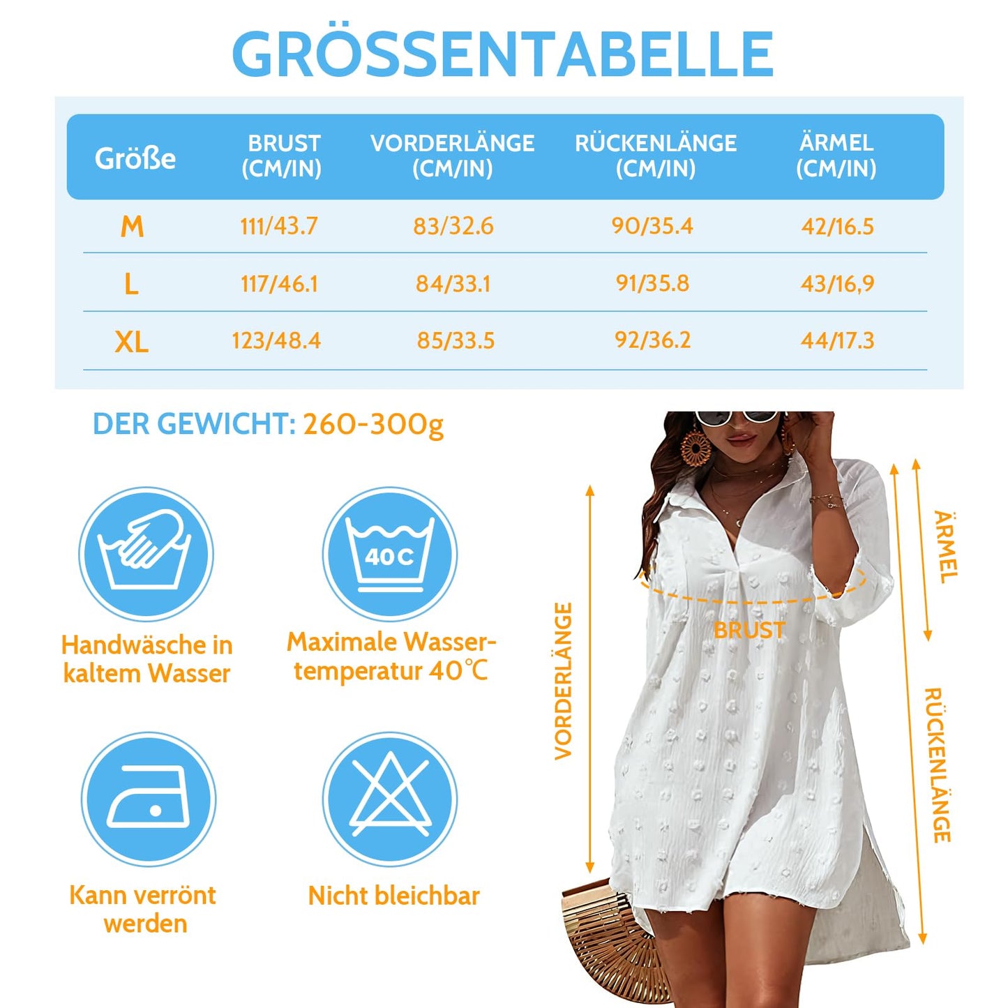 Figarge Strandkleid Damen Bikini Cover Up V-Ausschnitt Baumwolle Strandtunika Sommer Pareos Button Down Strandponcho Badeanzug Strand