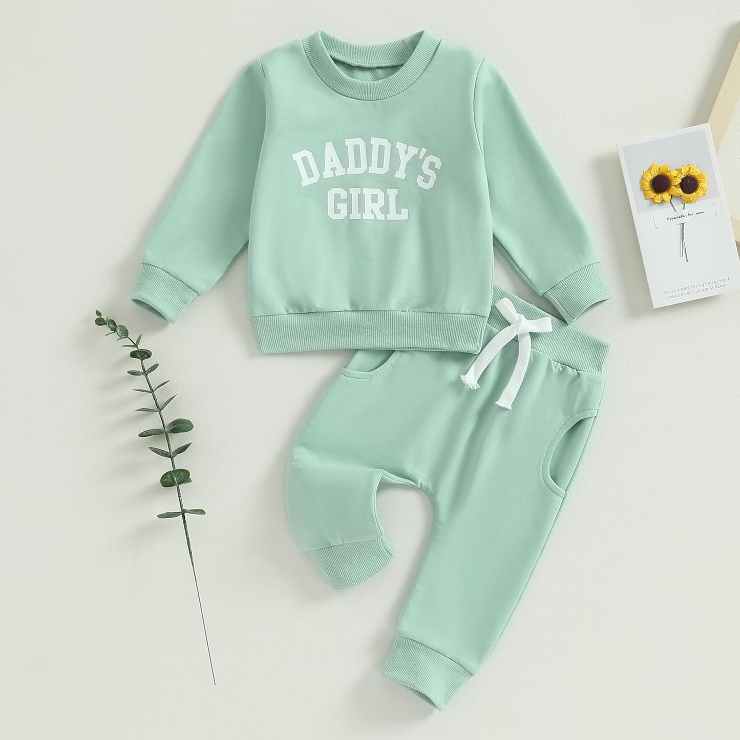 Himllauen Baby Mädchen Kleidung Sweatshirt + Lange Hose Zweiteiler Babykleidung Set Kleinkind Outfits