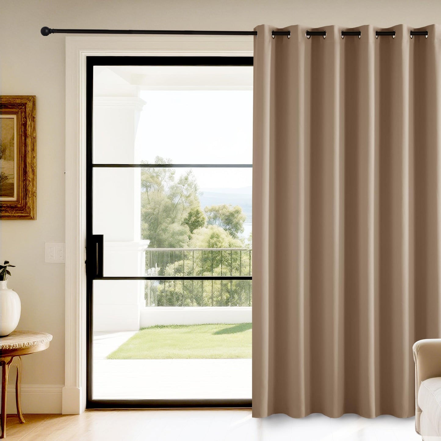 KGORGE Blackout Curtain Grey with Eyelets Door Curtain 200 cm Long - 1 Piece H 200 x W 140 cm Thermal Curtain Front Door Curtains Opaque Living Room Door Curtain Darkening Curtains Blackout