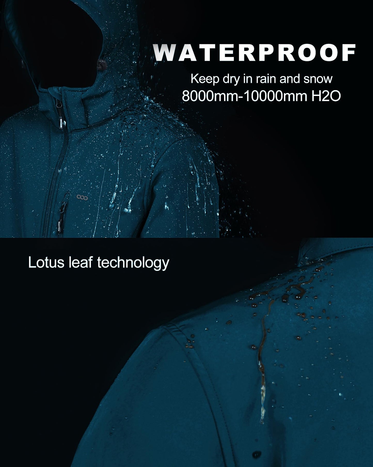 33,000ft Softshelljacke für Herren Wasserdicht Winterjacke Winddicht Warme Fleece Gefüttert Windbreaker Funktionsjacke Outdoorjacke für Wandern Fahrrad Camping