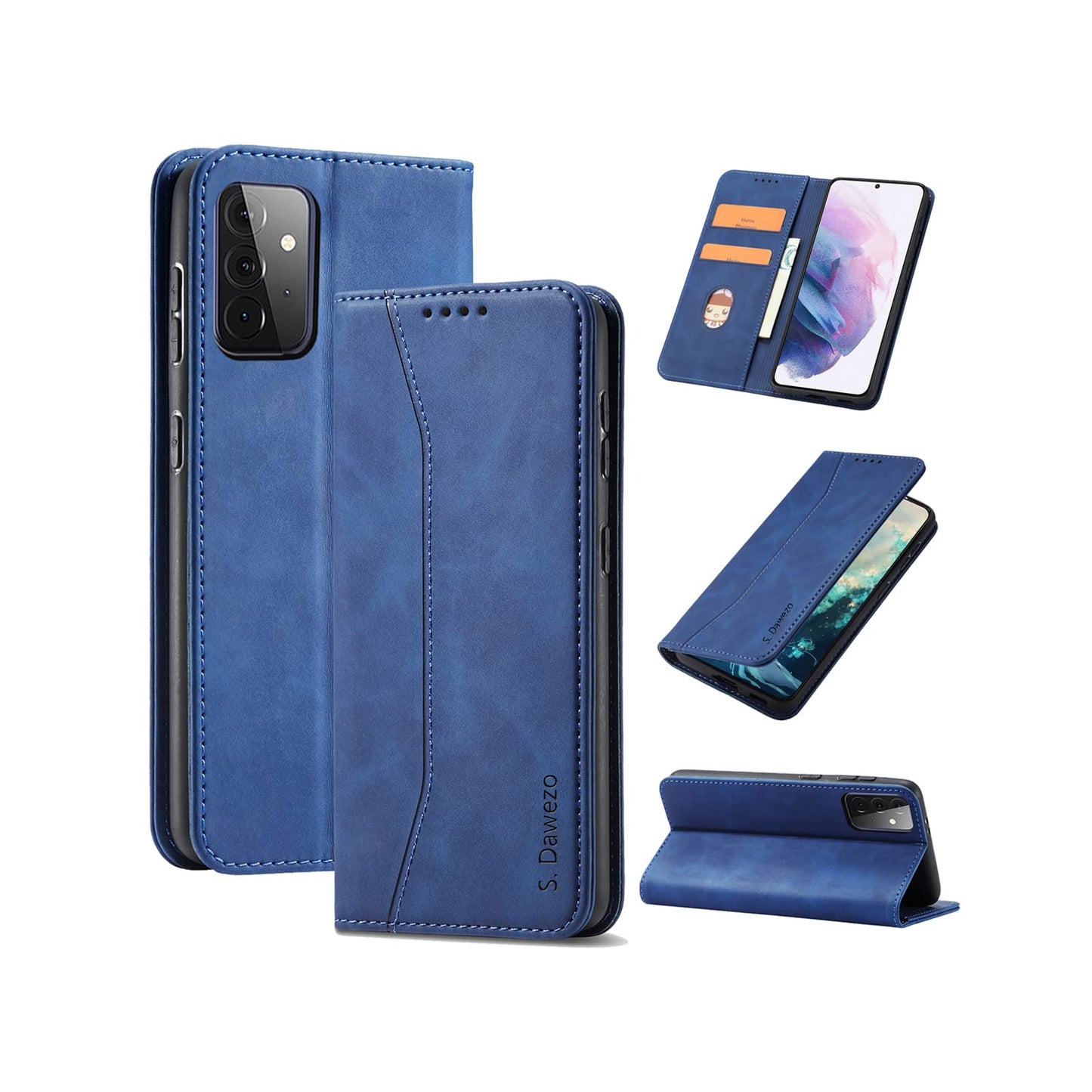 S. Dawezo Hülle für Samsung Galaxy S22 Plus, Premium Leder magnetische Handyhülle mit Ständer, Kartenfach und Brieftasche, Shock Absorbing, kompatibel mit Samsung S22 Plus-Kaffee