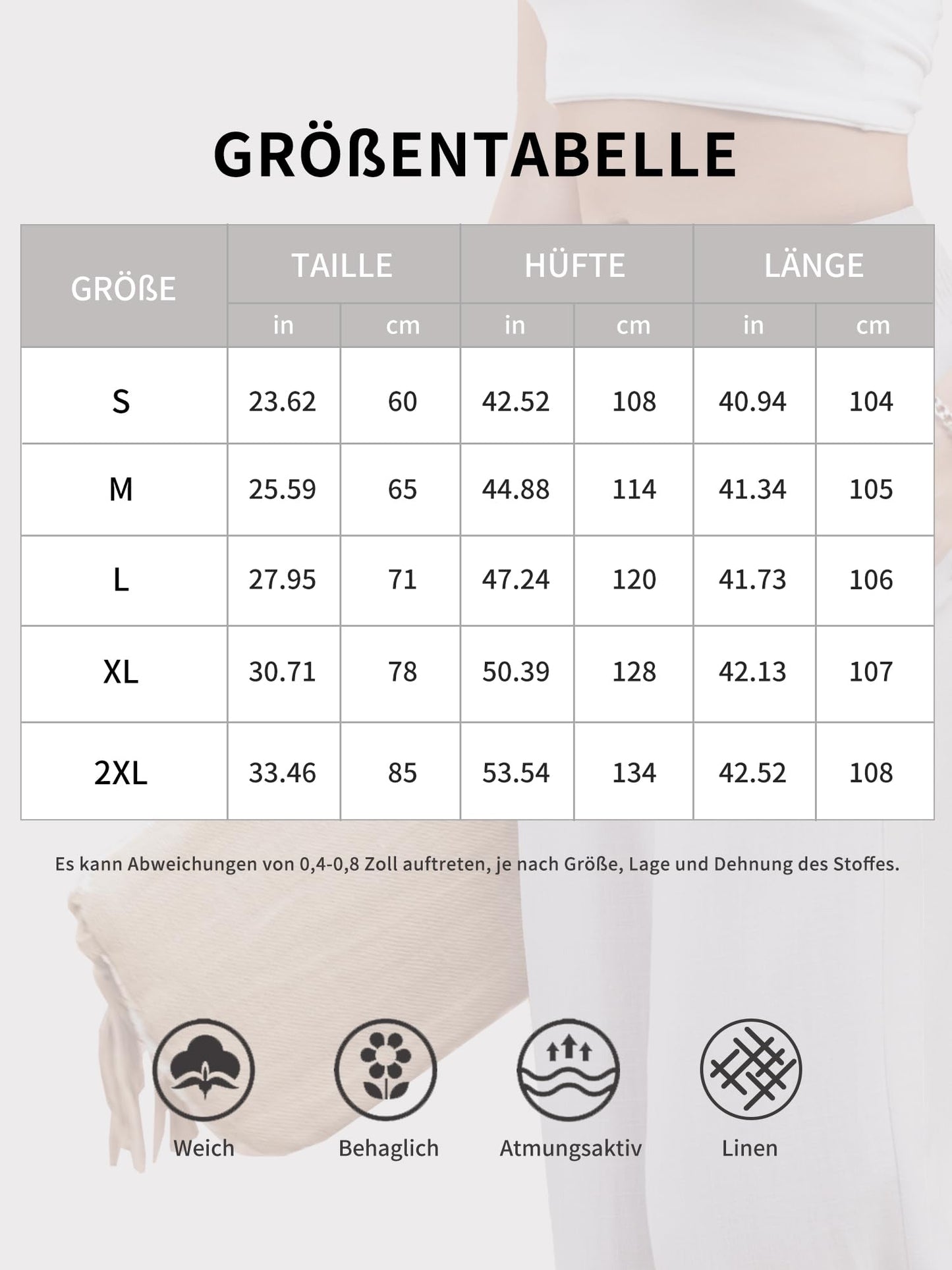 Imuedaen Leinenhose Damen Sommer Hose Casual Leinen Leicht Hosen Weites Bein Palazzo Freizeithose Hohe Taille Einfarbig Sommerhose Stoffhose mit Taschen