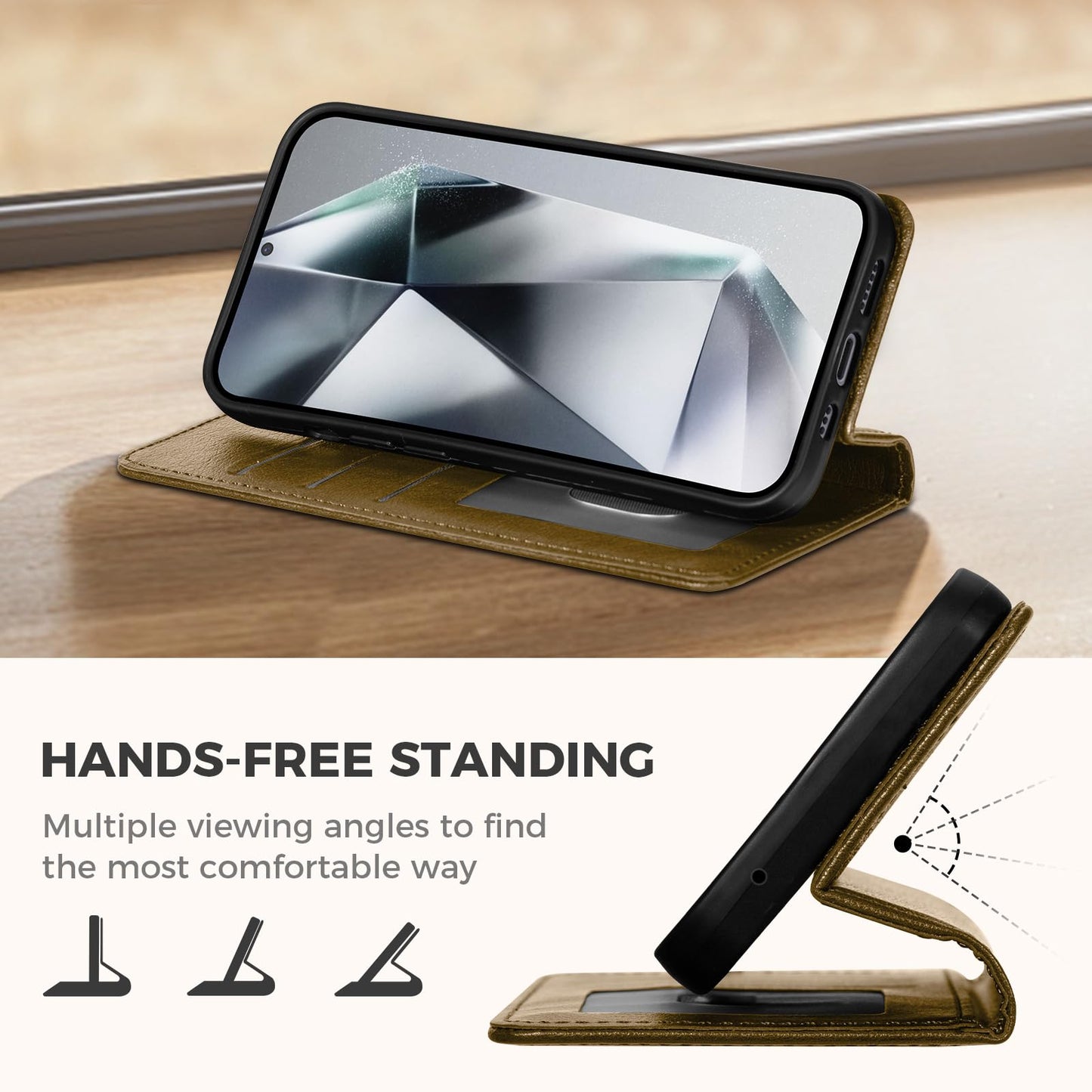 GUCASBE Handyhülle für Samsung Galaxy S24 Ultra Hülle, Premium Lederhülle Klappbar Flip Case RFID Schutzhülle Kartenfach Standfunktion Klapphülle Handytasche für Samsung Galaxy S24 Ultra - Schwarz