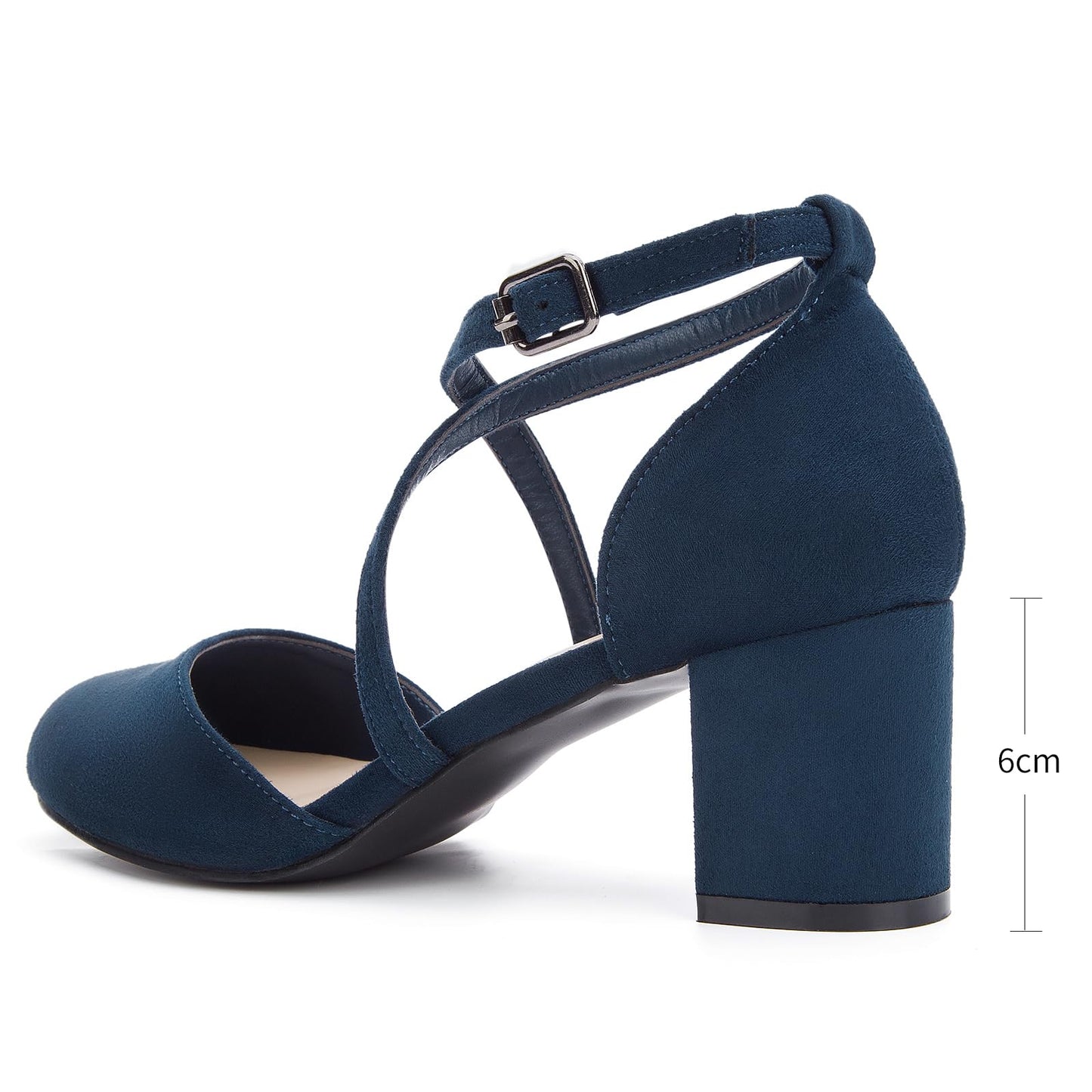 Greatonu Damen Pumps Riemchenpumps Spangenpumps Sandale mit Kreuz Knöchelriemen Blockabsatz Geschlossener Spitze Glitzer Pumps - Perfekt für Hochzeiten und Partys