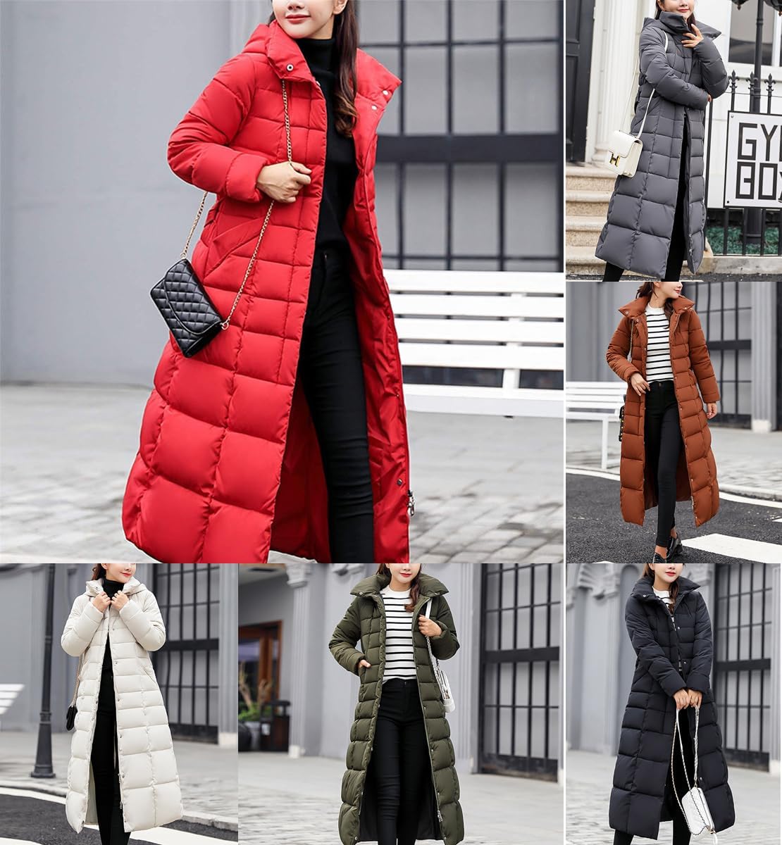 Onsoyours Women's Winter Jacket, Long Down Jacket, Quilted Jacket, Winter Coat, Parka Jacket, Outerwear, Women's Winter Warm Down Coat with Fur Collar