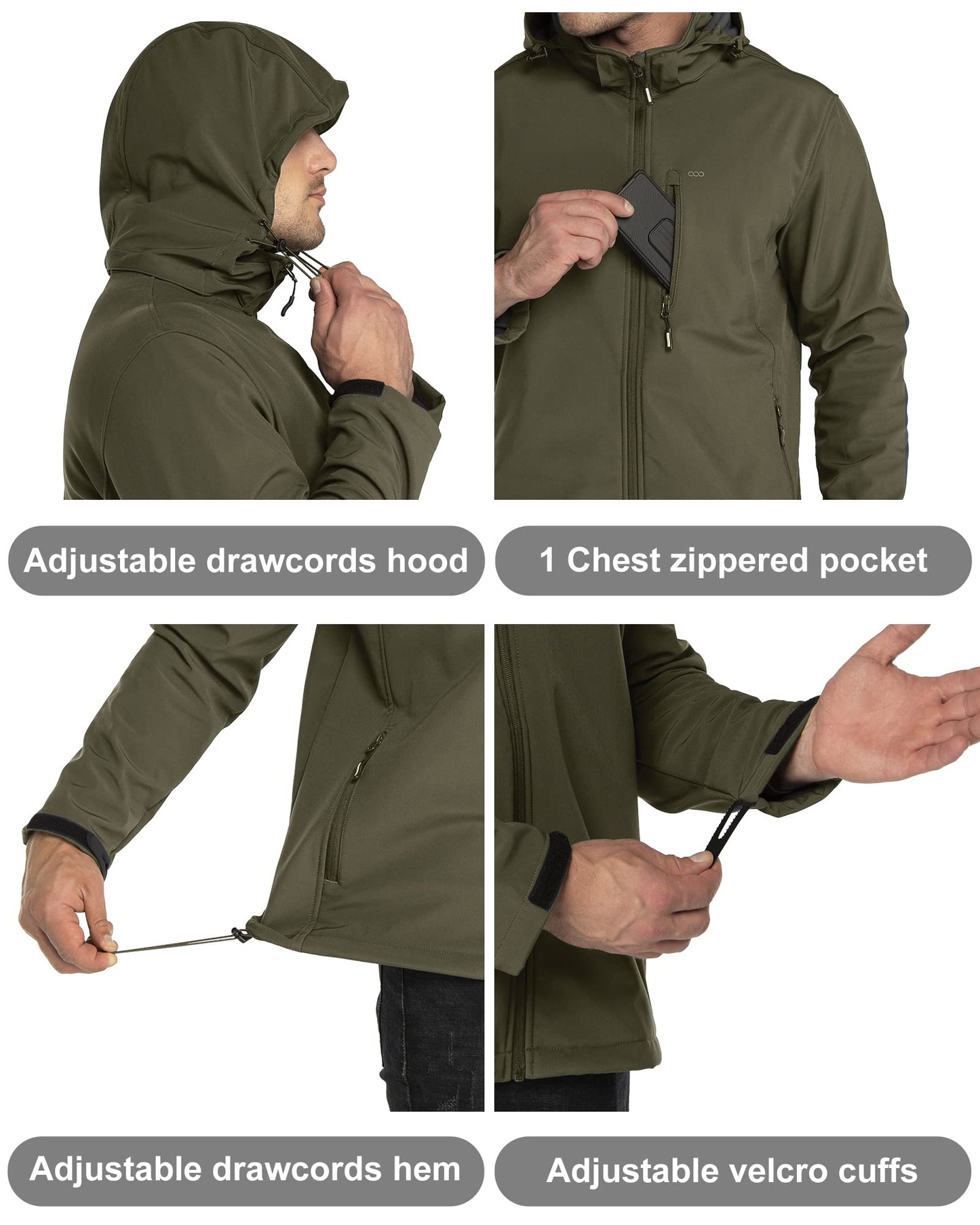 33,000ft Softshelljacke für Herren Wasserdicht Winterjacke Winddicht Warme Fleece Gefüttert Windbreaker Funktionsjacke Outdoorjacke für Wandern Fahrrad Camping
