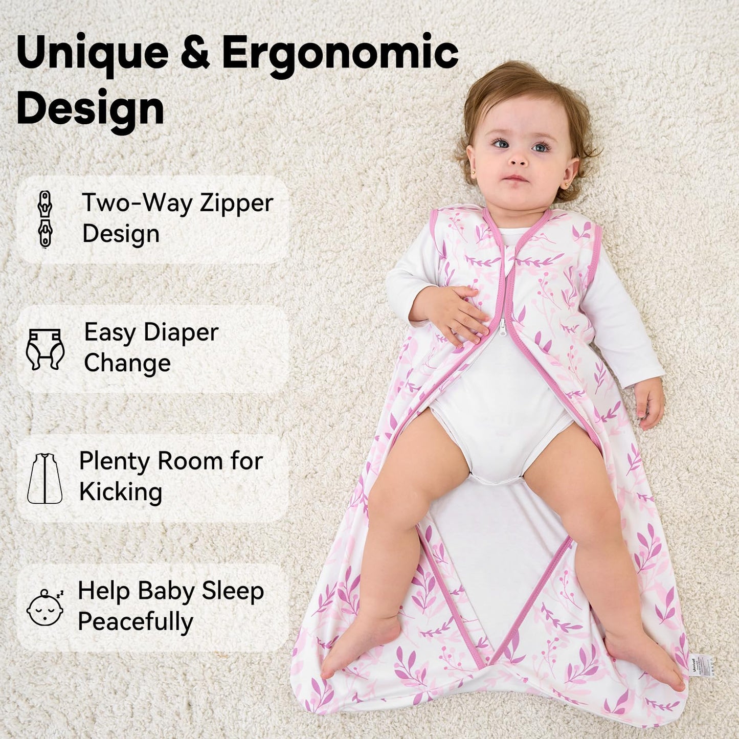 Unnivoll Schlafsack Baby 1.5 Tog Babyschlafsack 0-6 Monate 2er Pack Schlafsack Winter Herbst 67 cm für Jungen Mädchen Neugeborene Kaffee