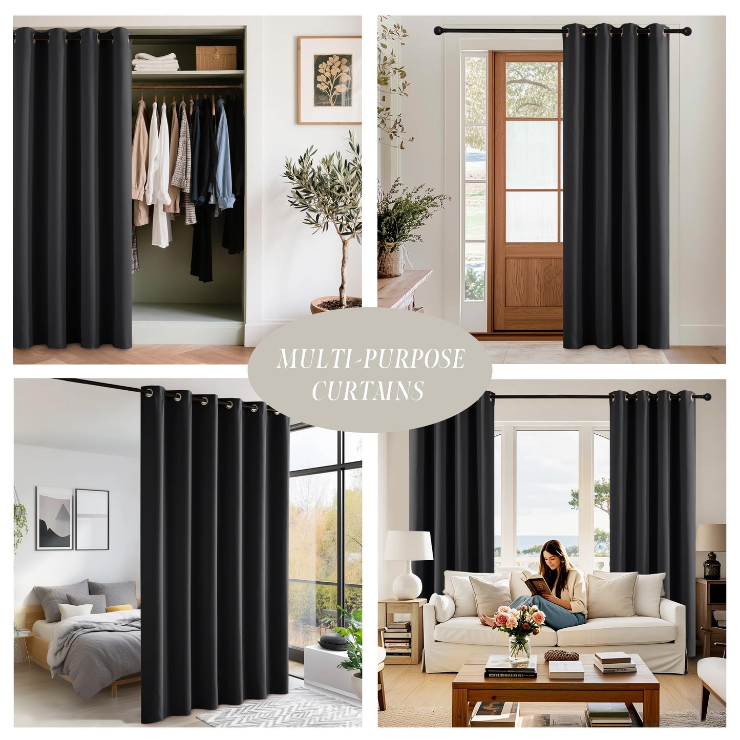 KGORGE Blackout Curtain Grey with Eyelets Door Curtain 200 cm Long - 1 Piece H 200 x W 140 cm Thermal Curtain Front Door Curtains Opaque Living Room Door Curtain Darkening Curtains Blackout