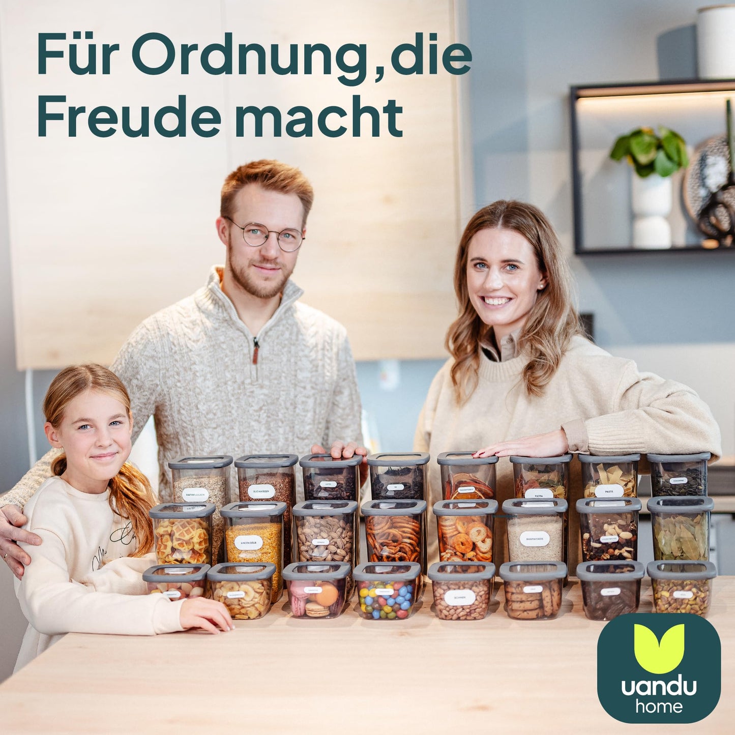 uandu Vorratsdosen mit Deckel Luftdicht - 12er Vorratsbehälter Set | Aufbewahrungsbox Küche Aufbewahrung & Organisation | BPA Frei | Küchen Organizer | Vorratsdosen für alle trockenen Lebensmittel