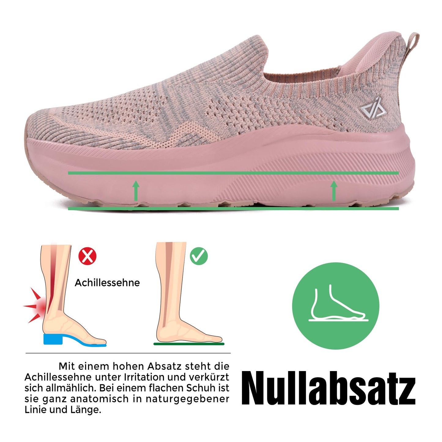 JACKSHIBO Hände frei Slip in Damen Schuhe Slip on Sneakers Fußbogenstütze Orthopädische Schuhe Memory Foam Walkingschuhe Mit Weite Zehenbox Nullabsatz Sohlen