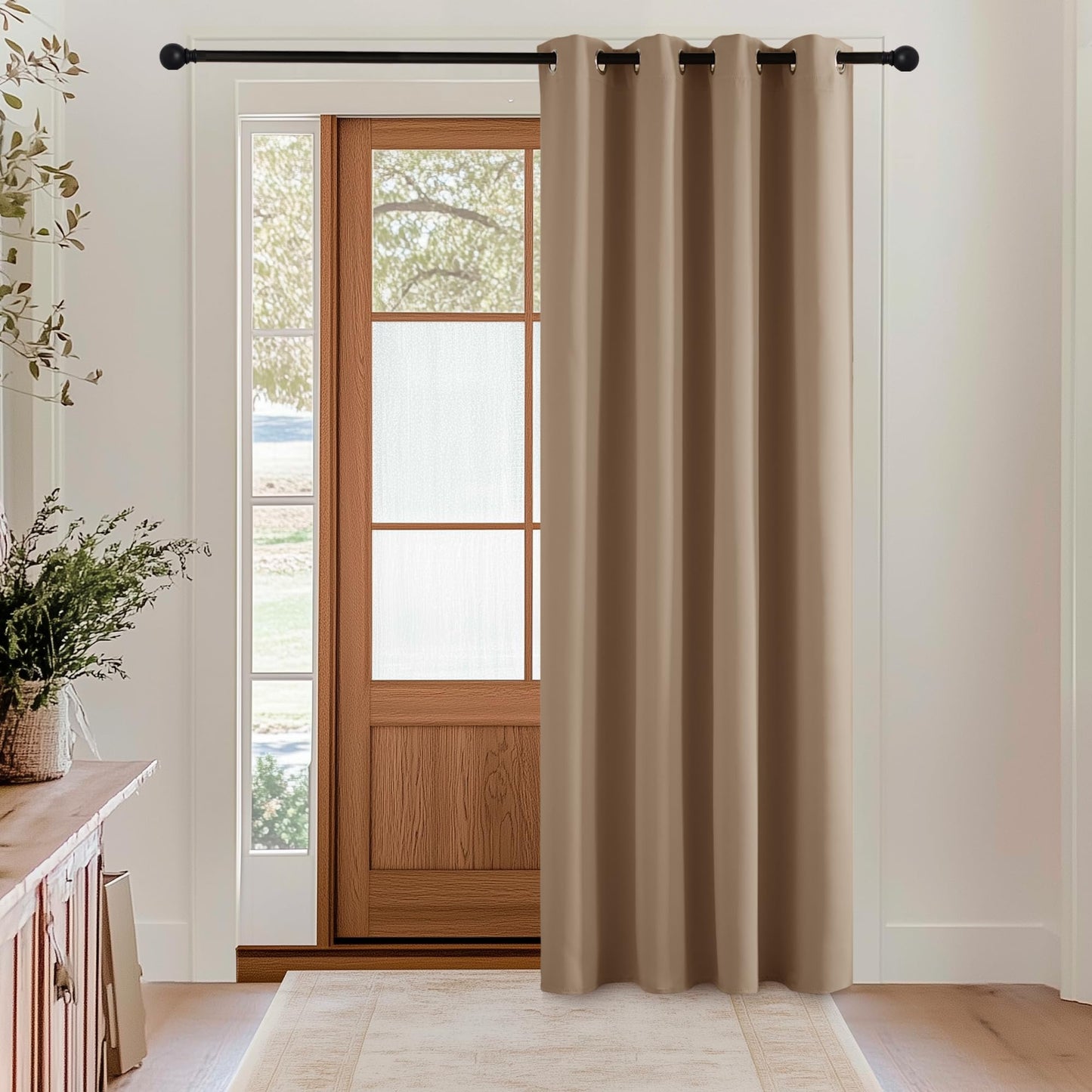 KGORGE Blackout Curtain Grey with Eyelets Door Curtain 200 cm Long - 1 Piece H 200 x W 140 cm Thermal Curtain Front Door Curtains Opaque Living Room Door Curtain Darkening Curtains Blackout