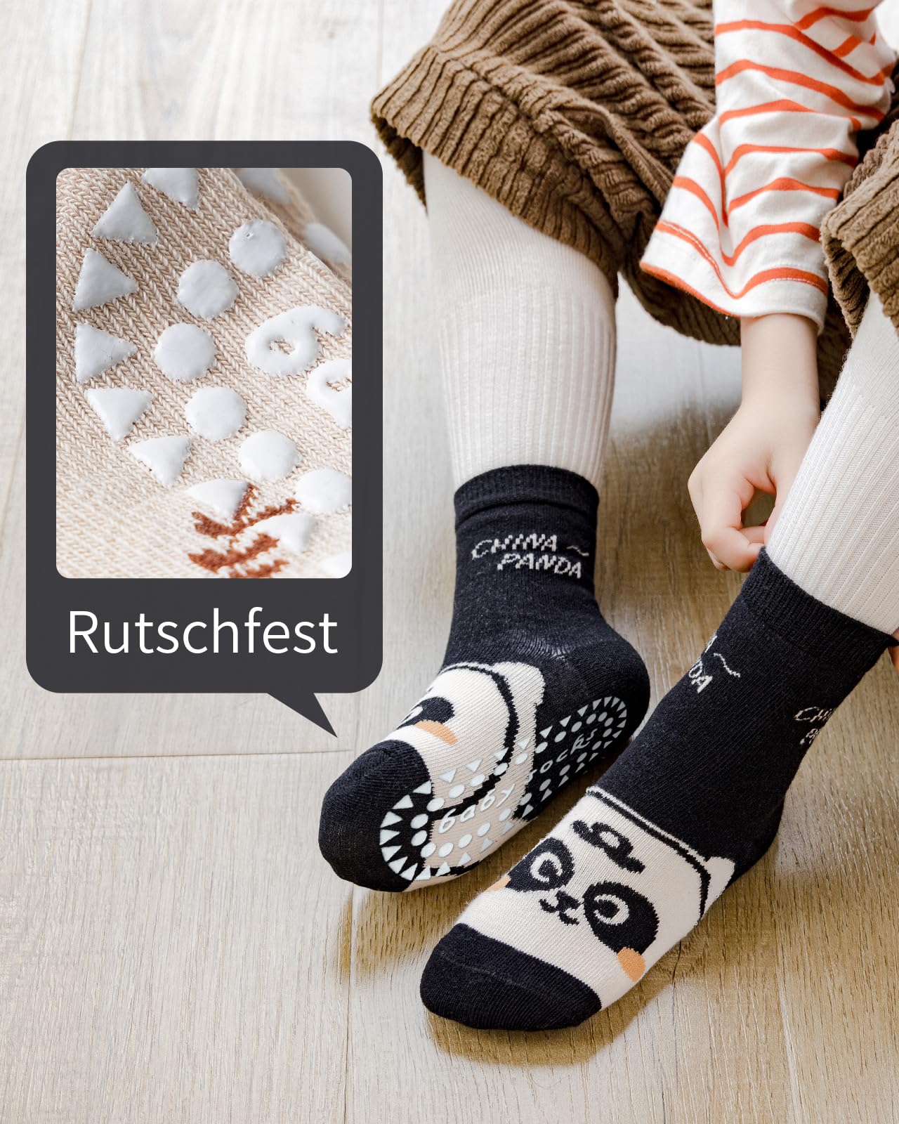 Kyopp 5 Paar Stoppersocken Kinder Baumwolle Socken Jungen Mädchen ABS Anti Rutsch Socken Tiermotive 25-37EU