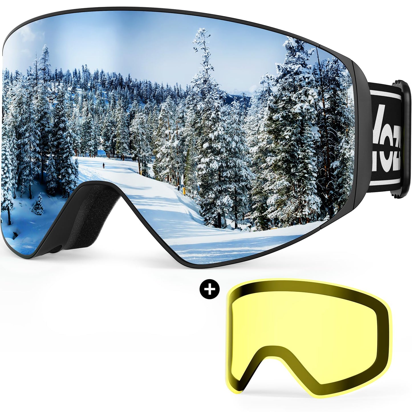 YOZISS OTG Ski Goggles for Men and Women, Magnetic Snowboard Goggles Anti-Fog & 100% UV Protection, OTG Ski Goggles Snow Goggles for Skiing & Winter Sports
