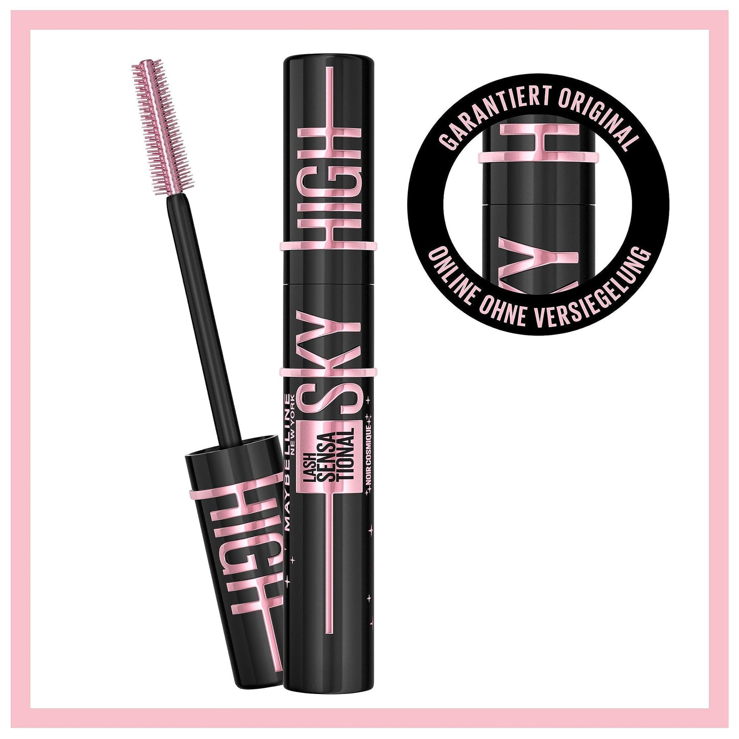 Maybelline New York Schwarze Wimperntusche für extrem lange Wimpern, Lash Sensational Sky High Mascara, Very Black, 7,2 ml